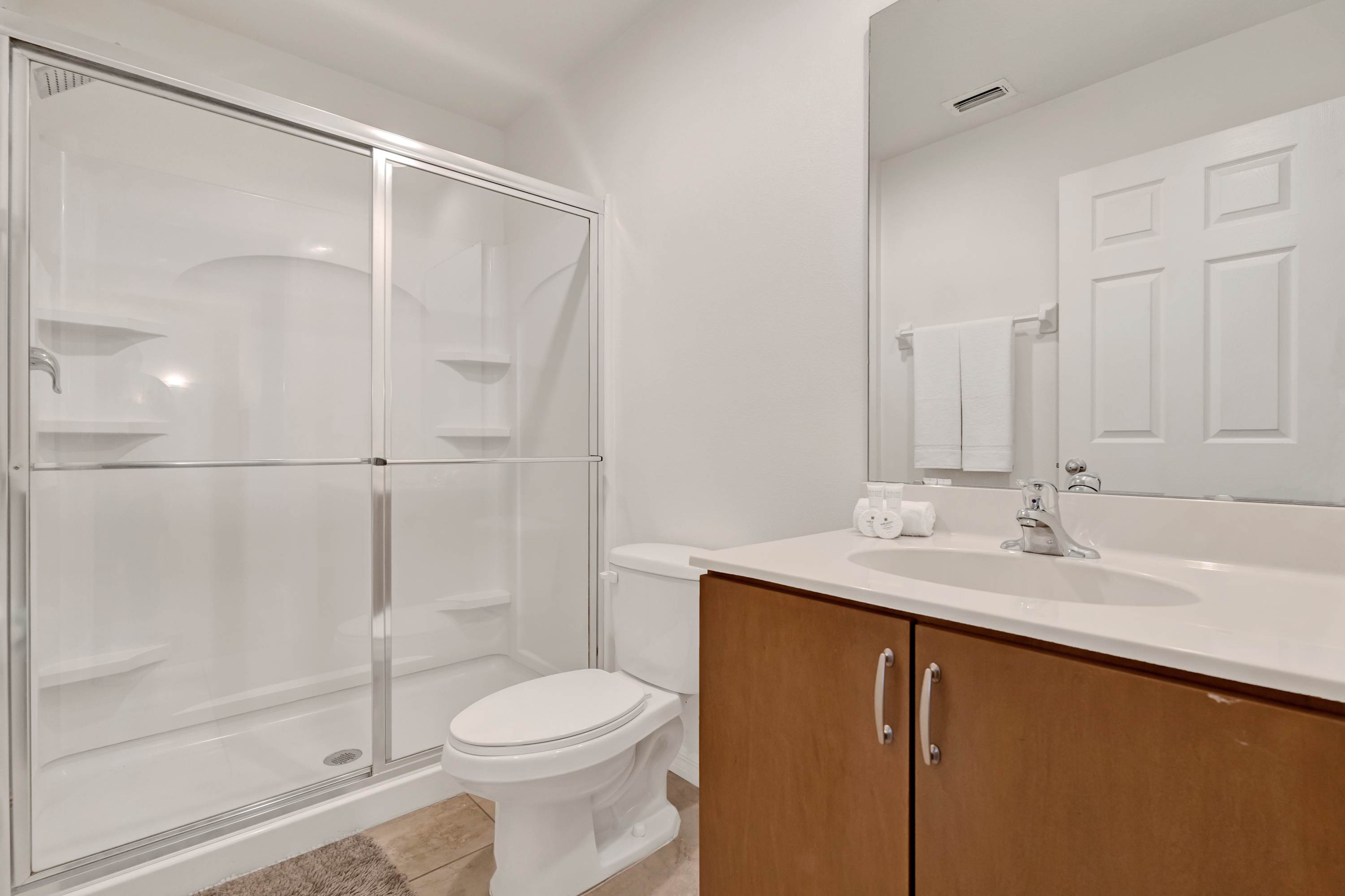 Modern bathroom with standing shower