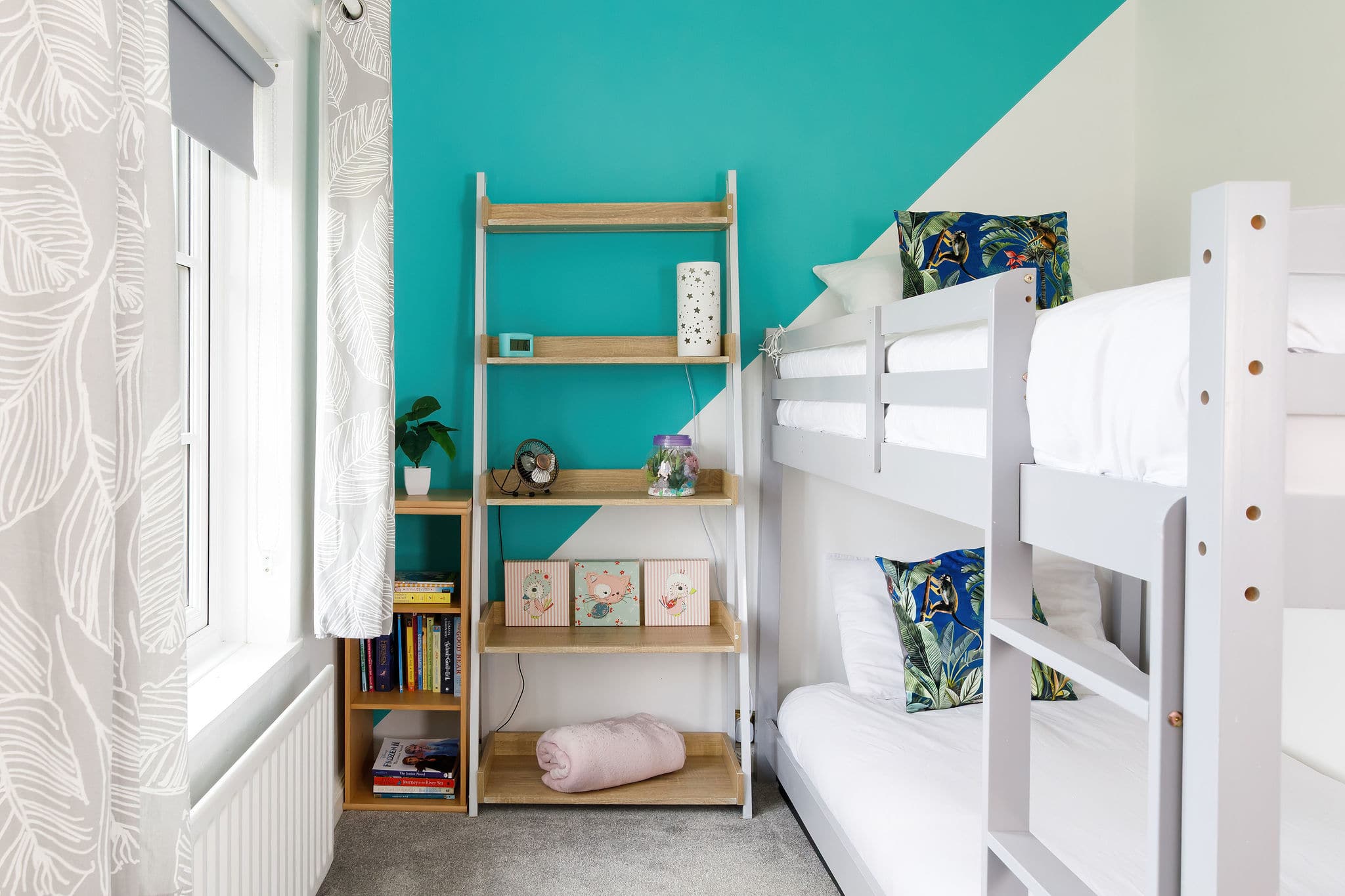 Children will love sharing this bunk room.