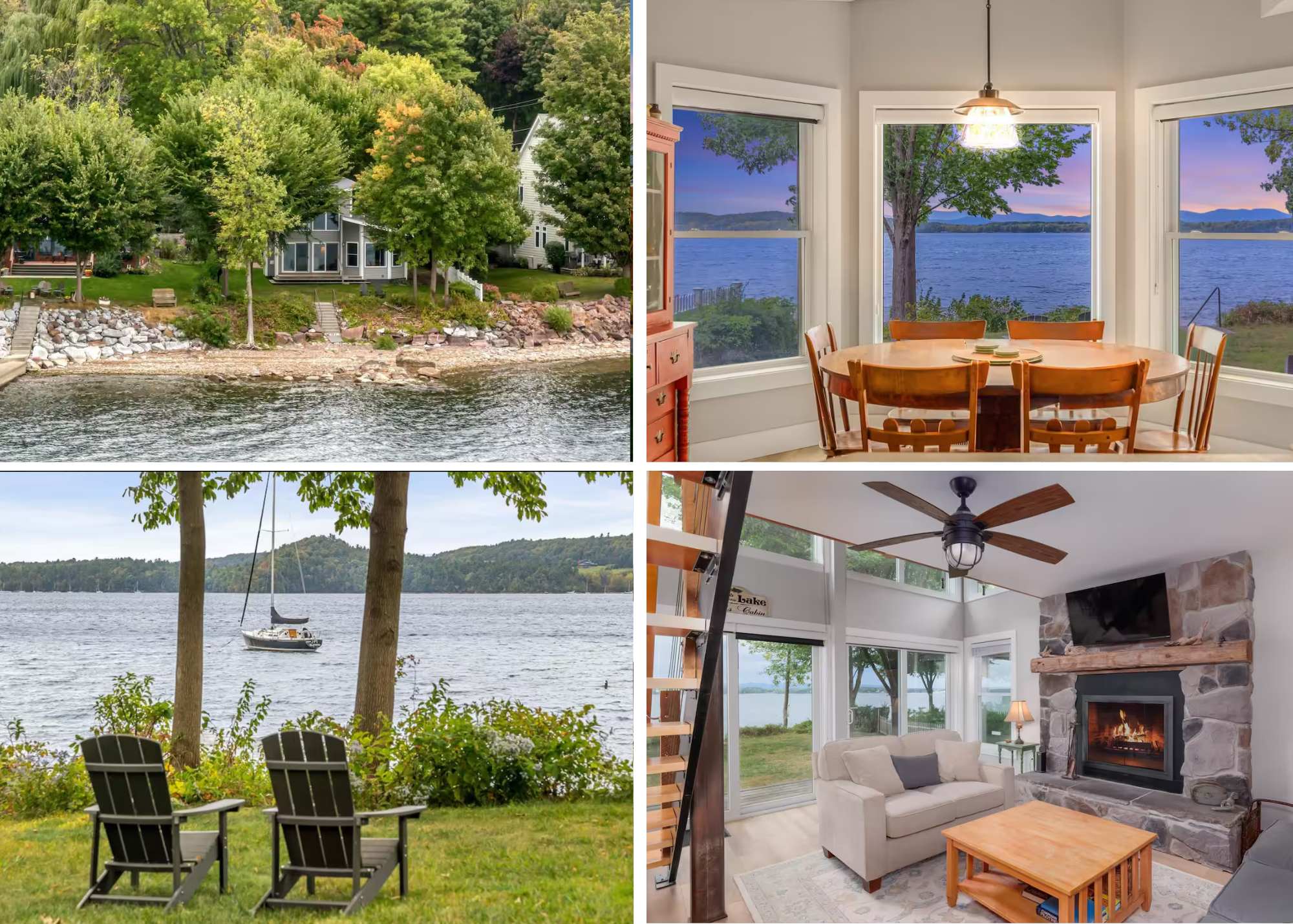 Shelburne Bay Retreat~Lakefront~Private Beach~Fireplace