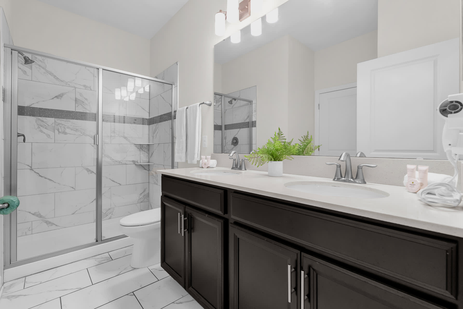 Double Vanity Bathroom with Spacious Standing Shower