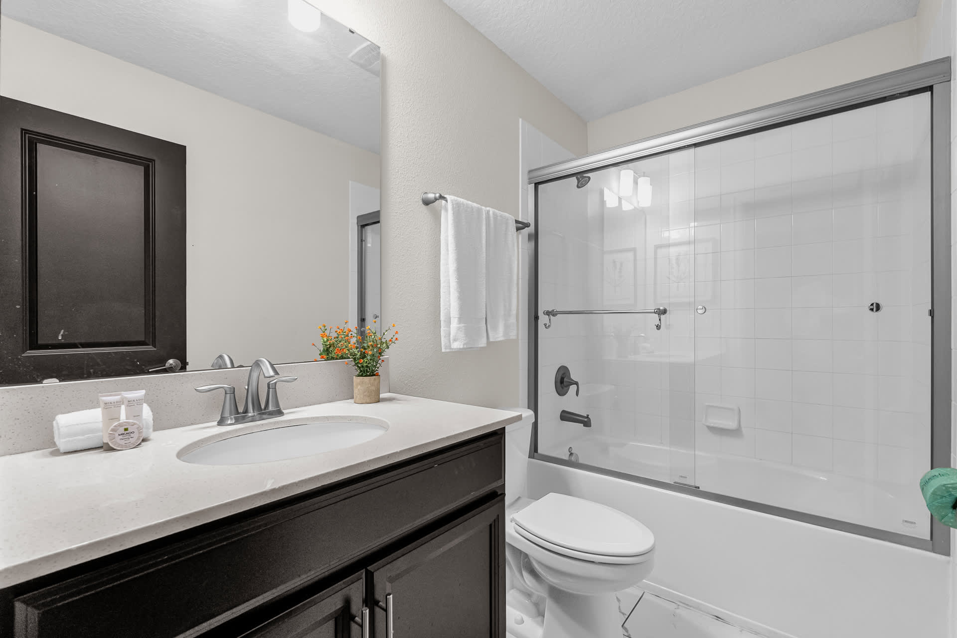 Modern Bathroom with Shower-in-Bathtub Design