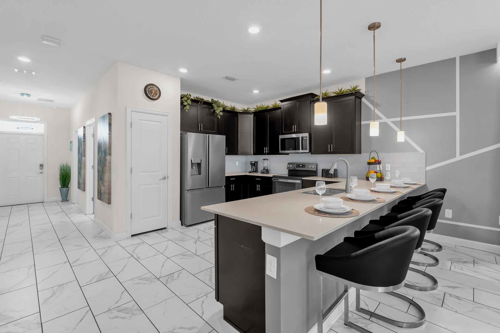 Fully Equipped Kitchen with Bar Seating
