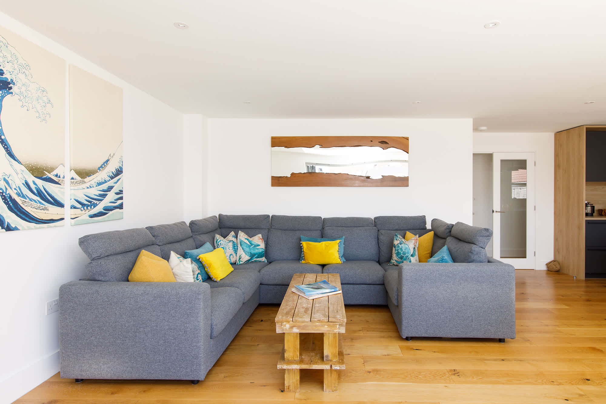 There's a place for everyone on the oversized living room sofa