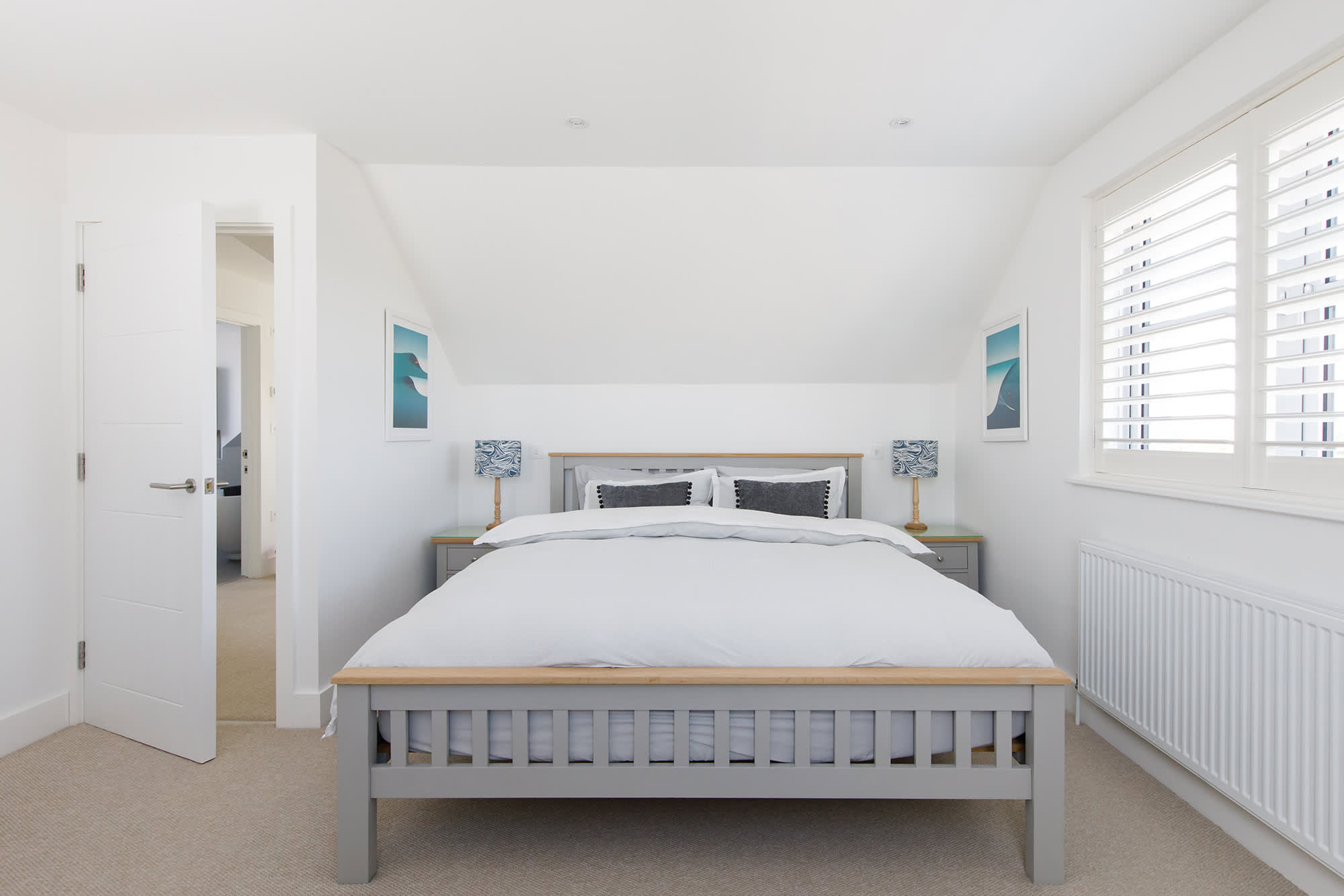 The master bedroom, featuring a super king bed, is located on the first floor.