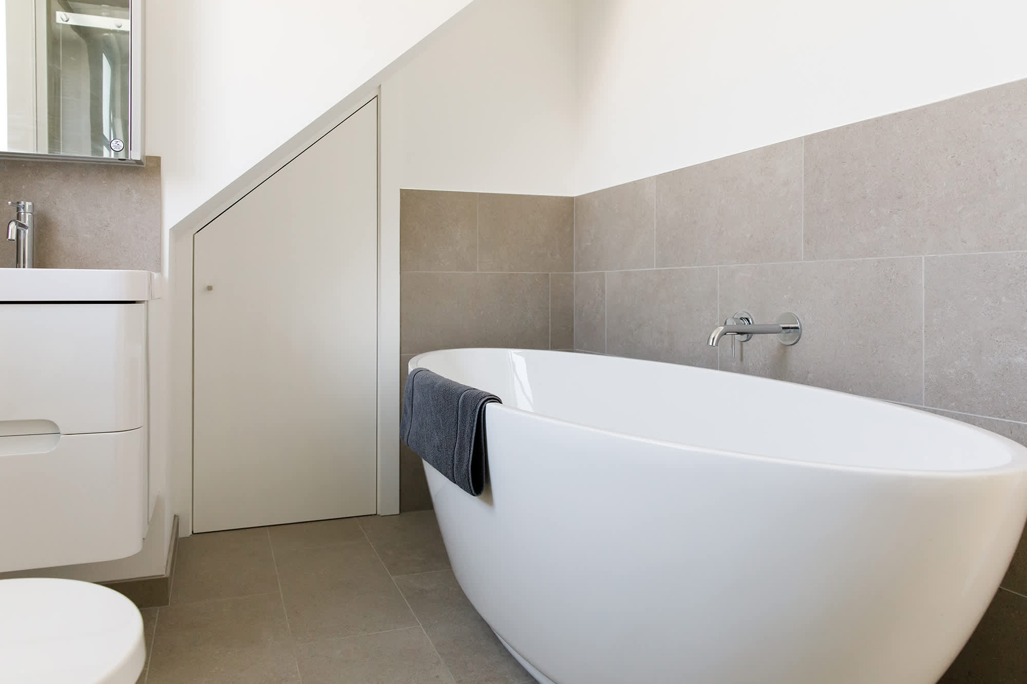 One of the two bathrooms with its free standing bathtub!