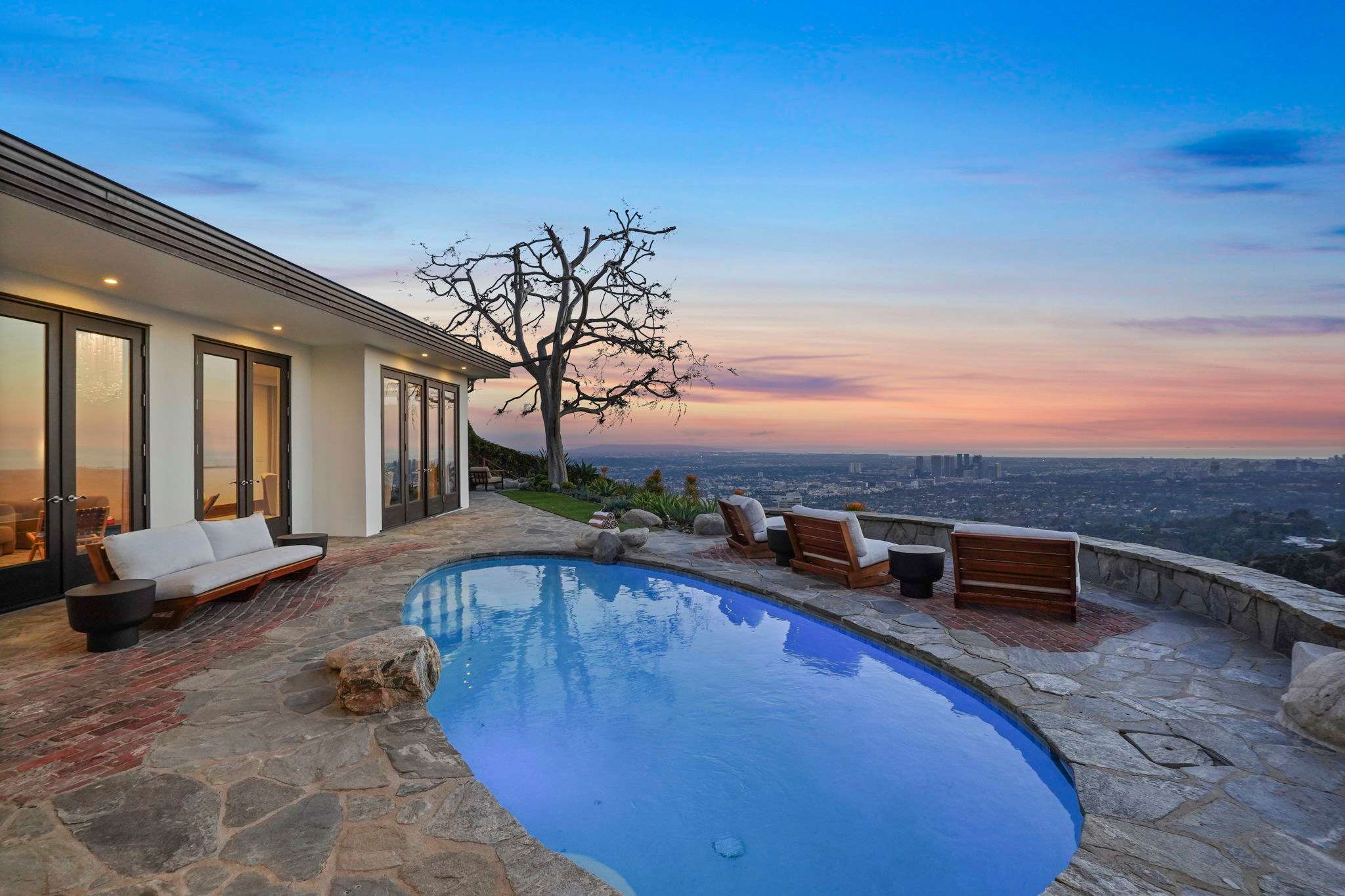 Dive into tranquility as the sun sets over Los Angeles.