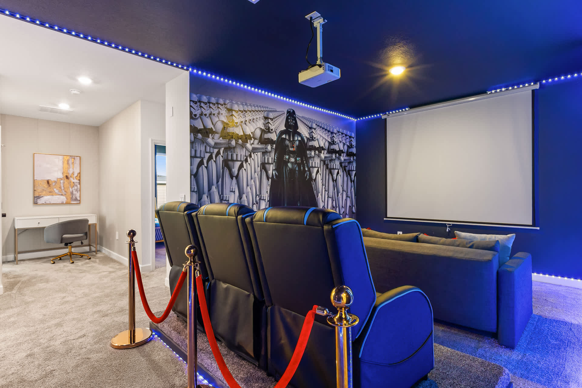 Star Wars Themed Home Theater plus Laptop Friendly Workstation