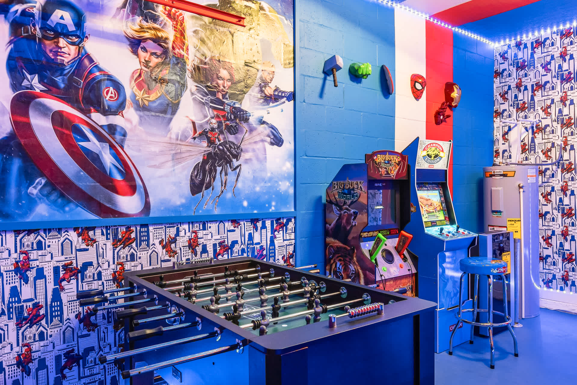Kids Captain America Themed Games Room 