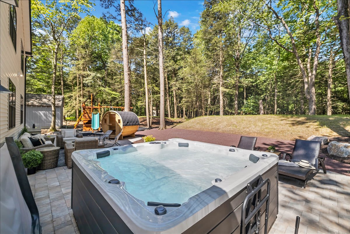 Relax in luxury in our soothing, outdoor hot tub.