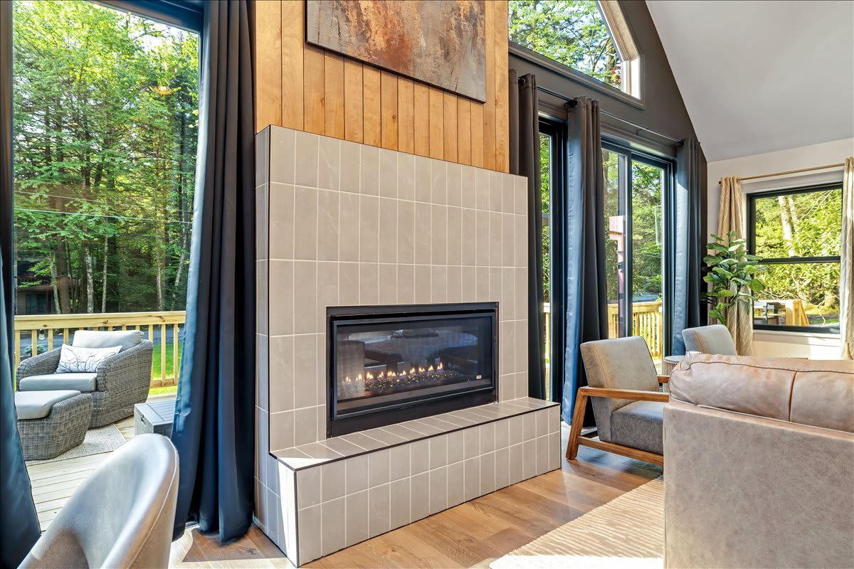 Perfect for chilly evenings, the gas fireplace is easy to use and adds a touch of warmth and charm.