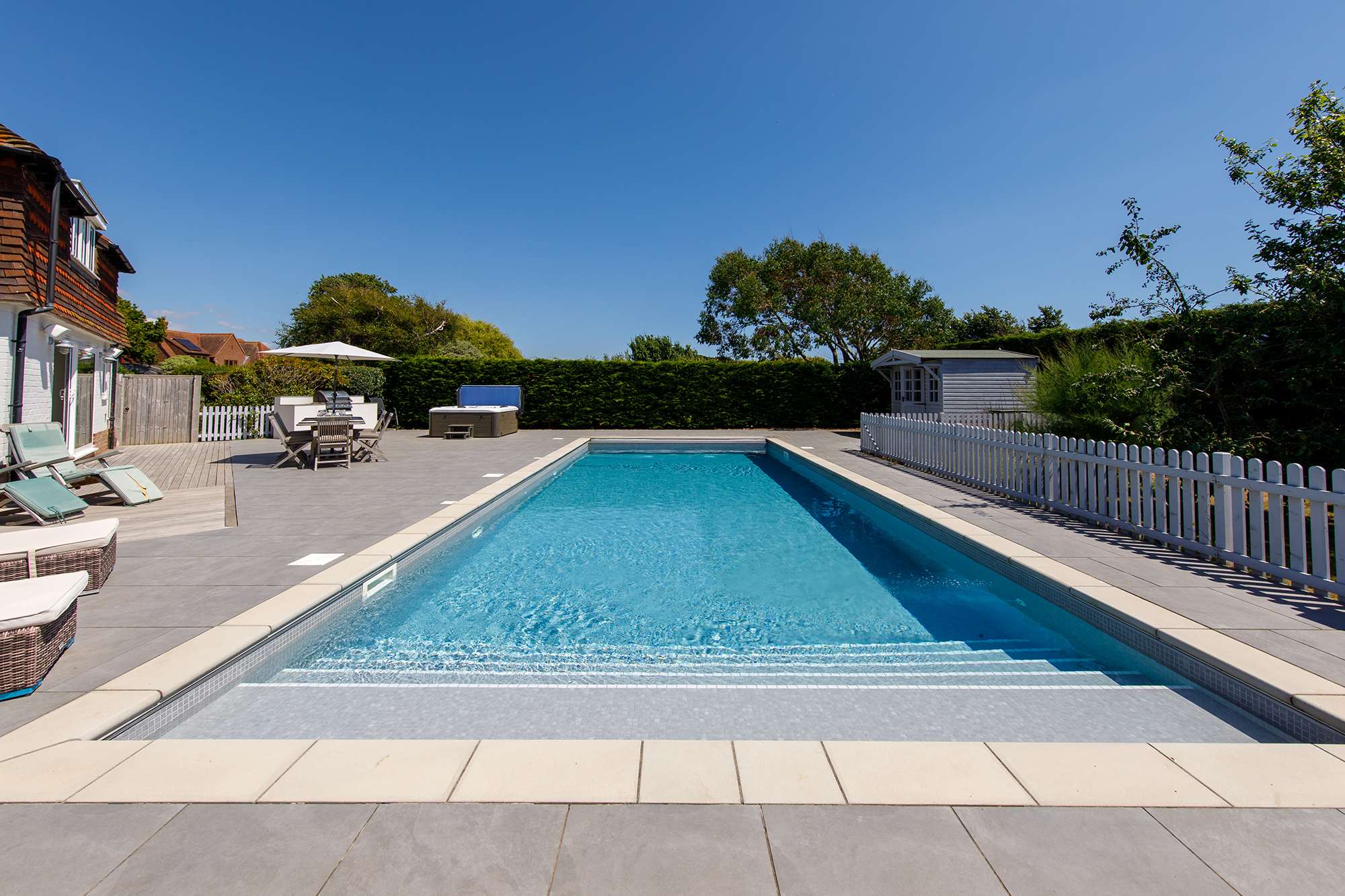 The inviting swimming pool is heated and open April to October.