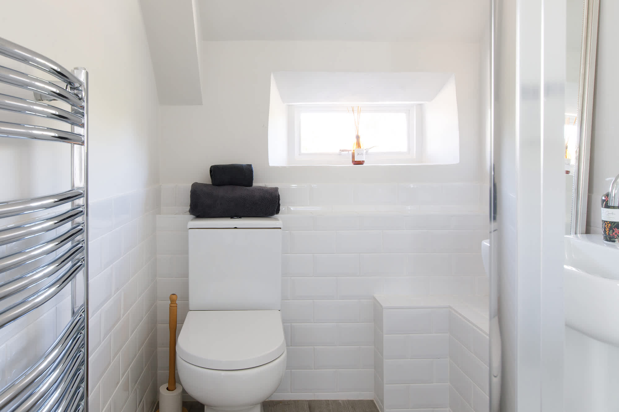 The ensuite has a sink, shower and WC.