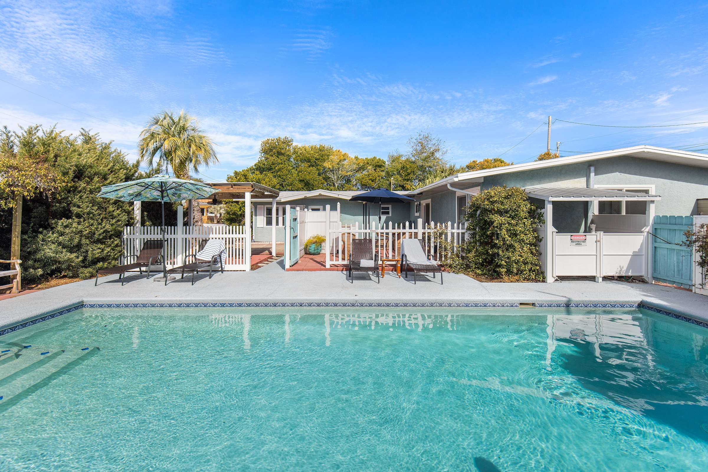 Shells Family Beach House Coastal Retreat with Private Pool, Golf Cart & Steps to the Beach — Panama City Beach, FL — vacation rental