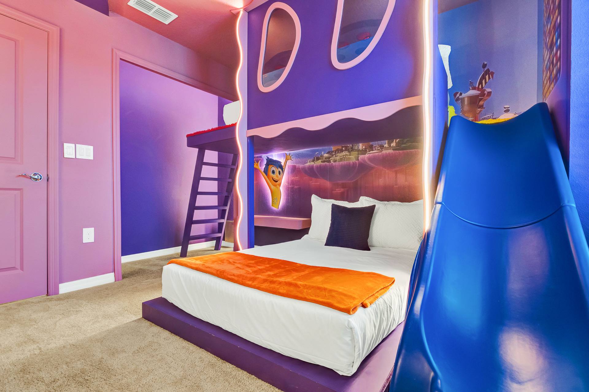 Inside Out Themed Bedroom with Bunk bed and Slide
