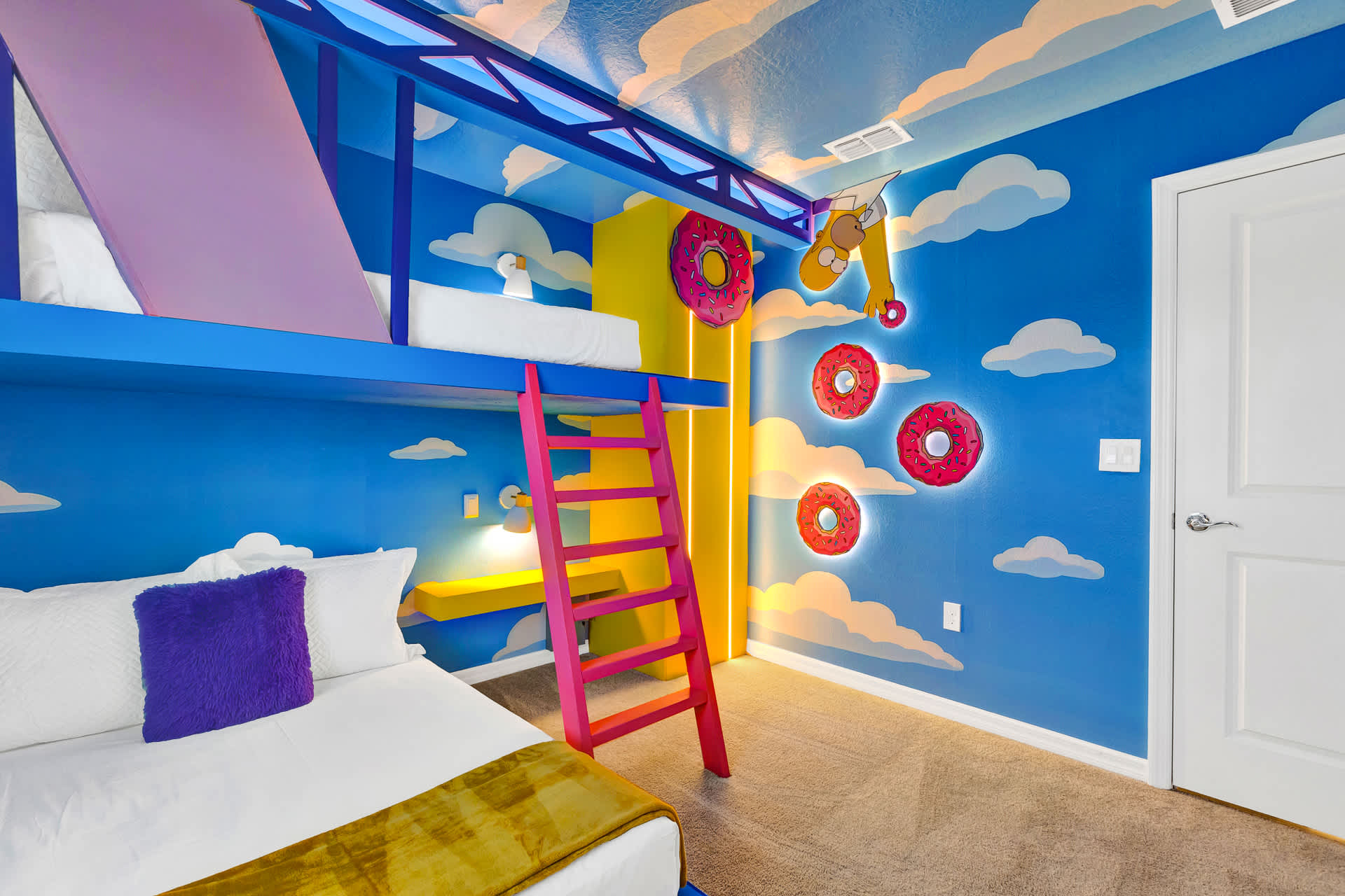 The Simpsons Themed Bedroom with Loft Bed