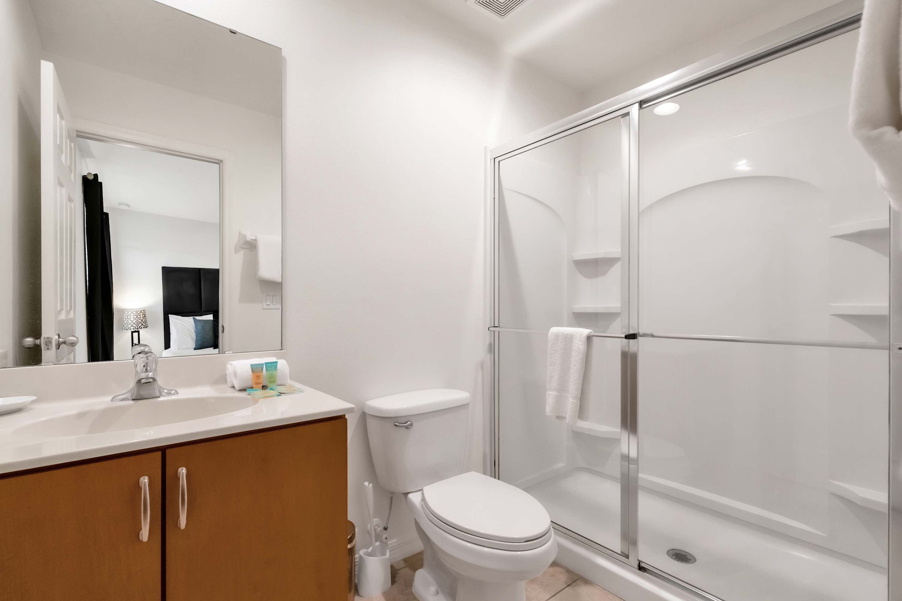 Modern bathroom with standing shower