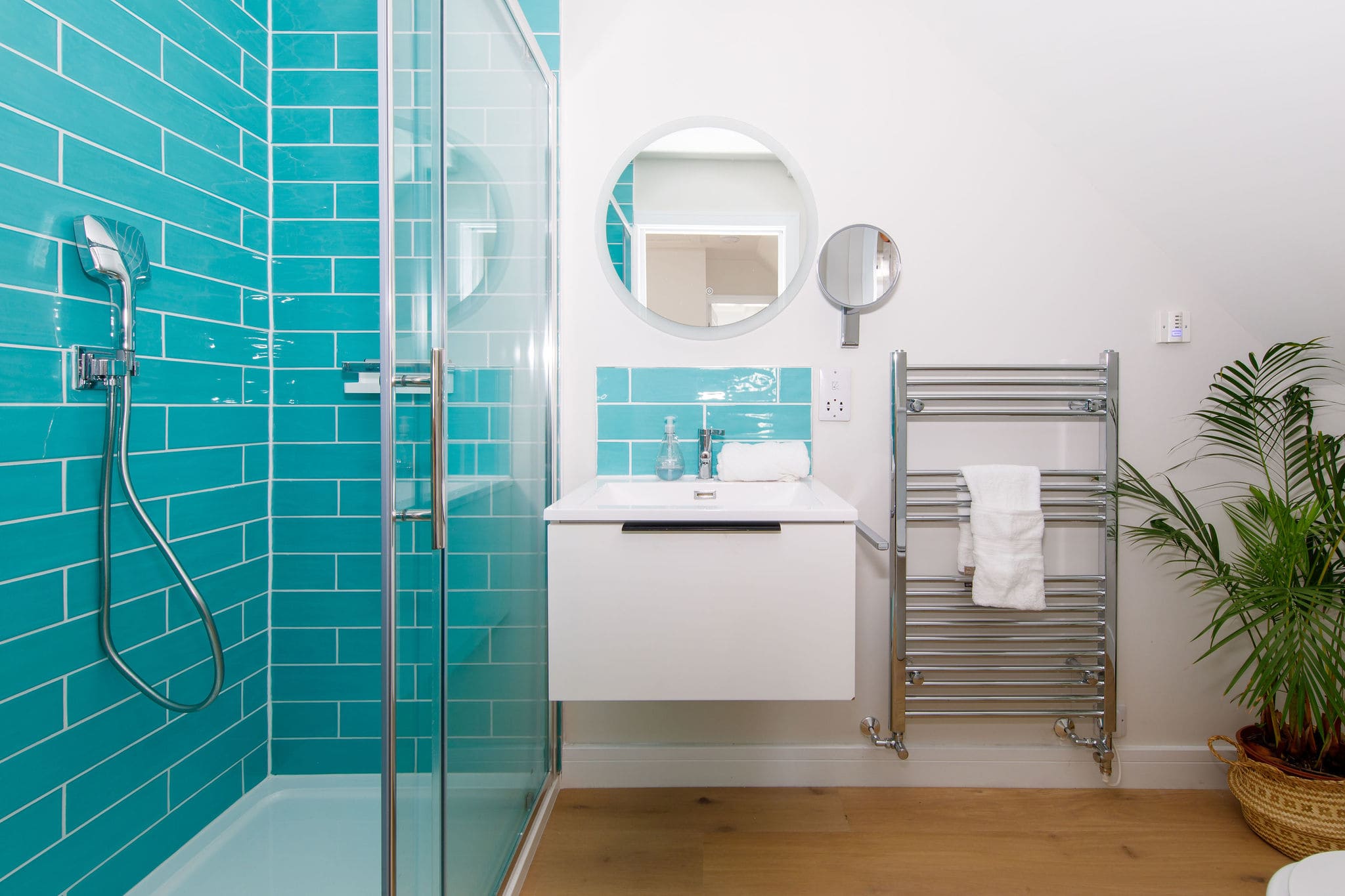 The upstairs shower room