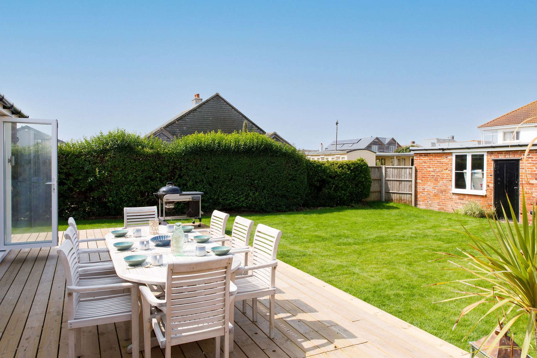 The garden is a good size with lots of dining space