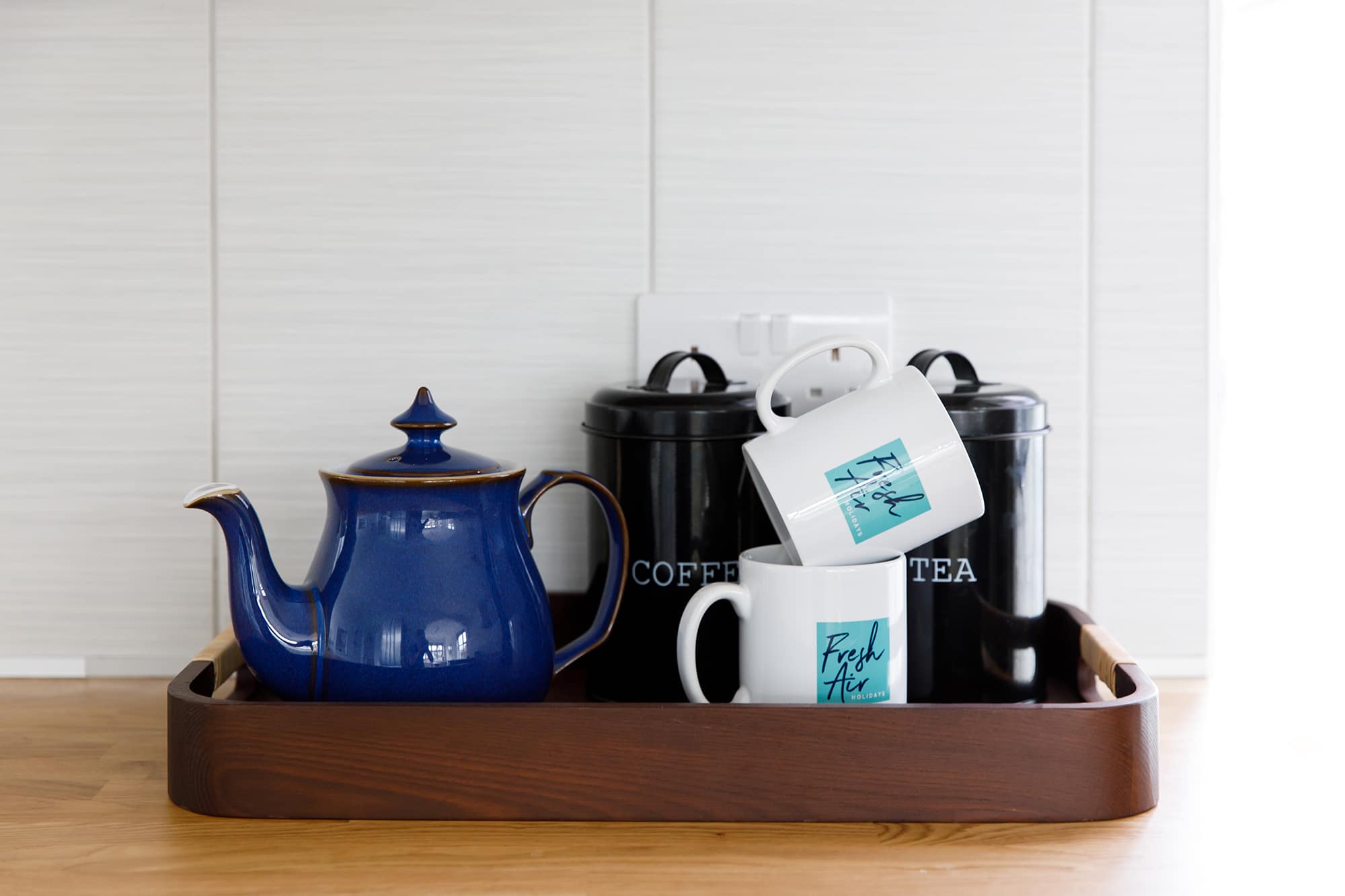 You'll find tea and coffee, as well as other essential kitchen items such as oil, salt, pepper and sugar.