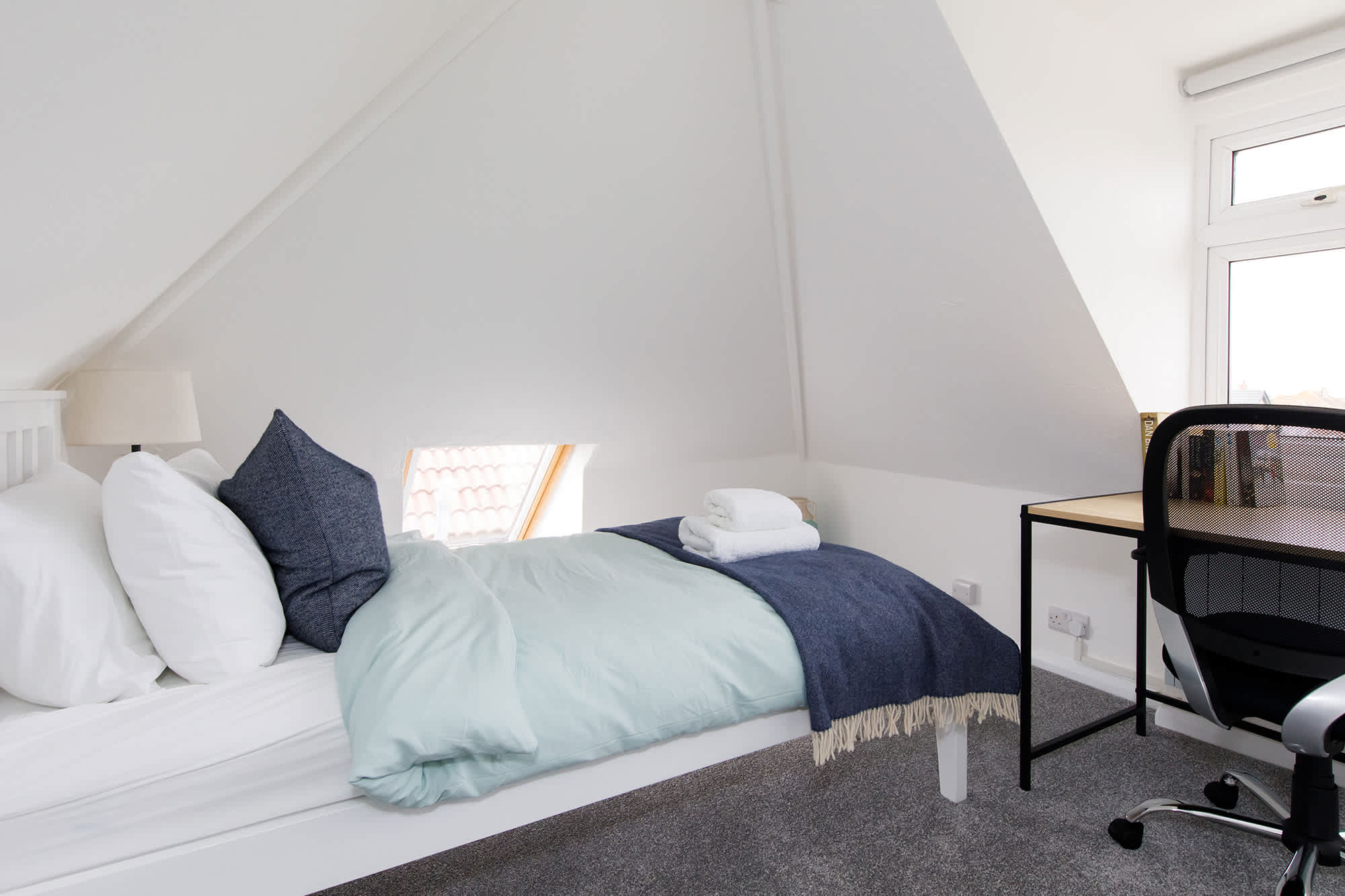 The loft room is a single room but also doubles up as a quiet office space if you need to catch up on some work or study.