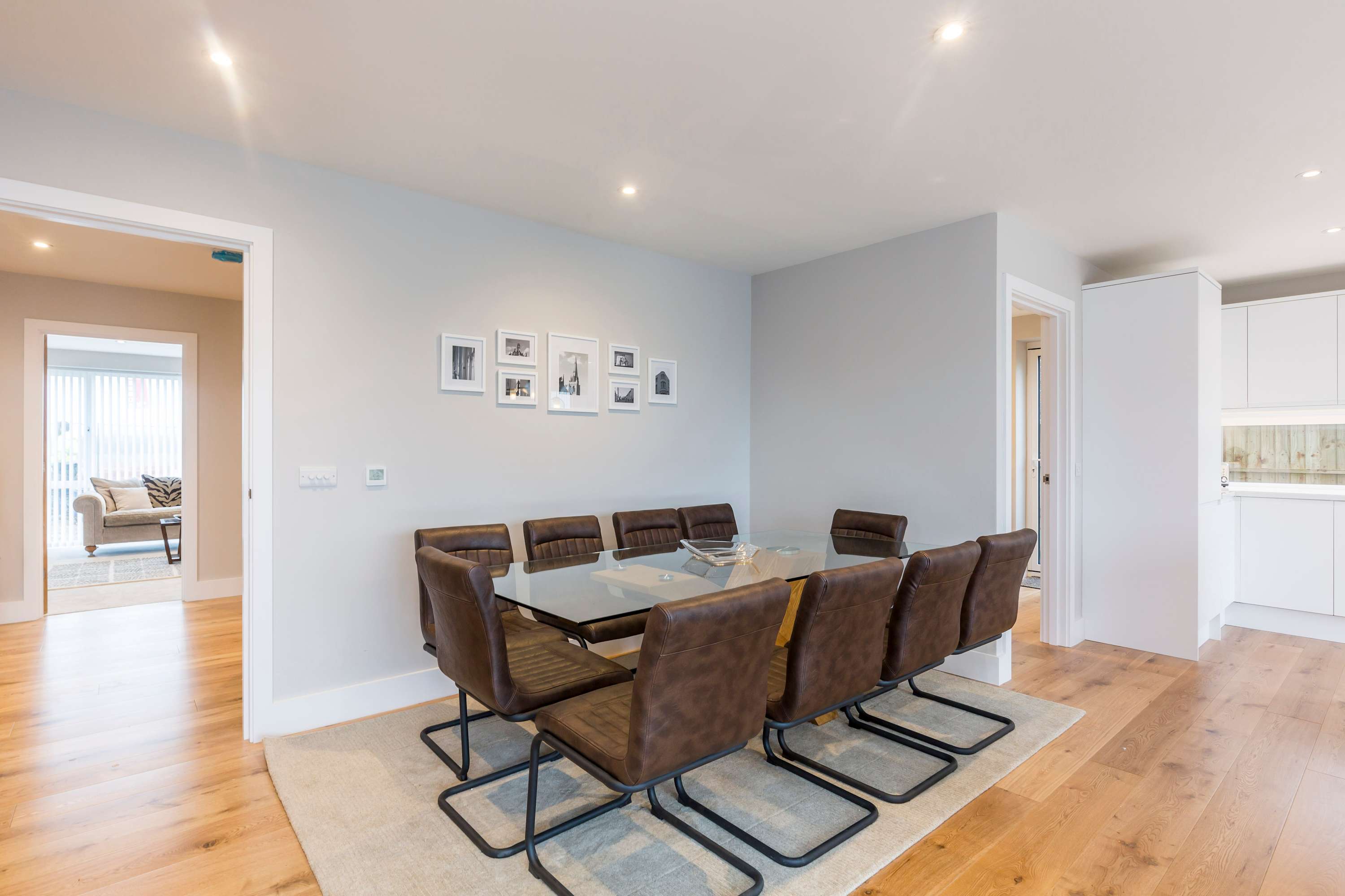 The dining table is ready to host meals, games, even work sessions