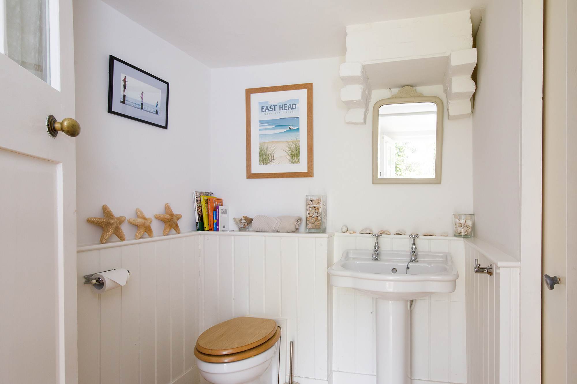 The ground floor features a half-bath, so you don't have to make any unnecessary trips upstairs during the day