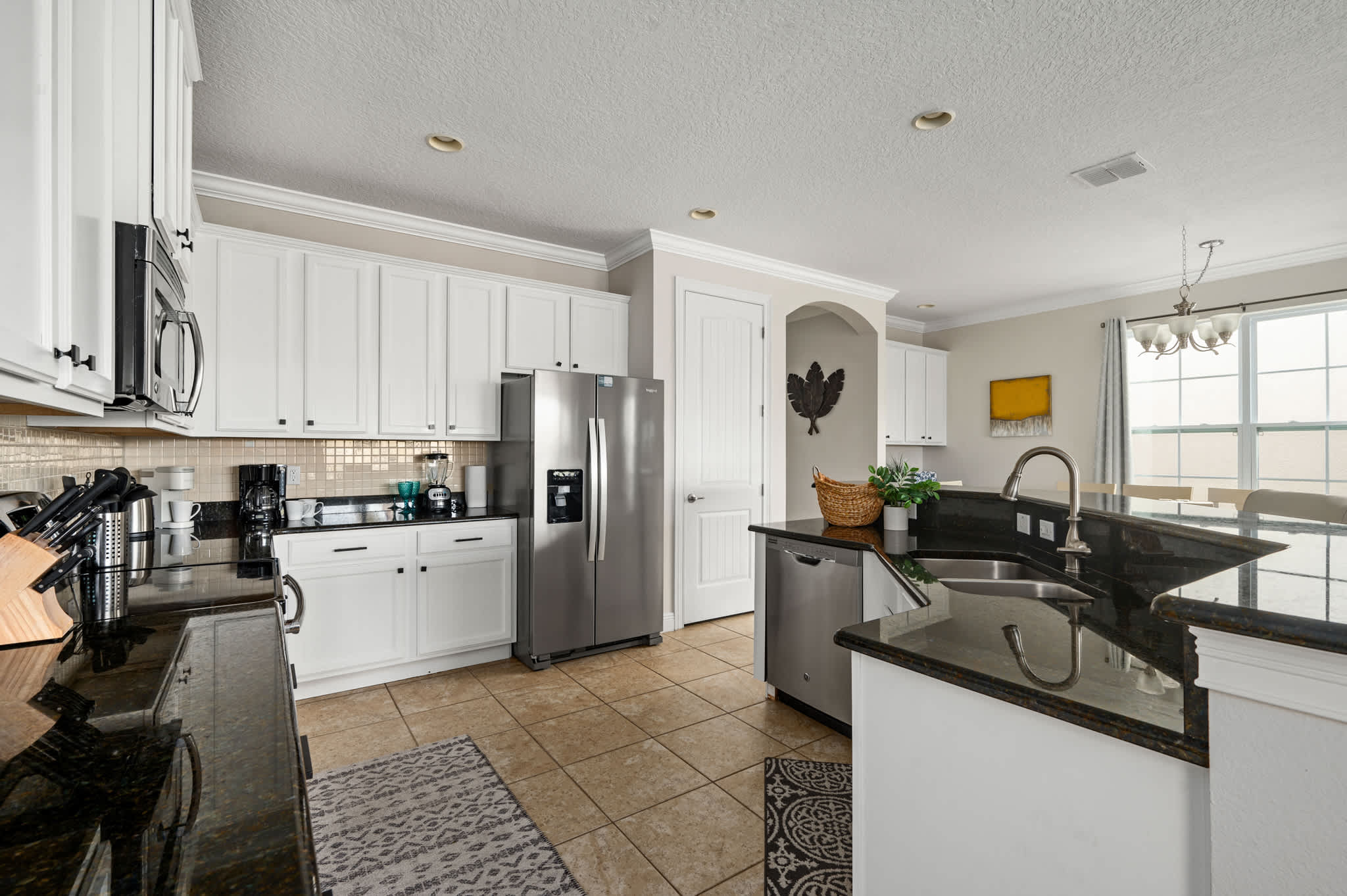 Fully equipped kitchen with stainless steel appliances