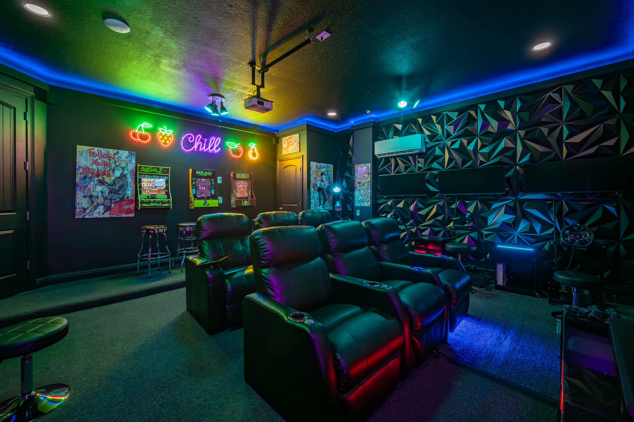 Chill out in the theater and watch your favorite Disney Movie OR grab some friends for a friendly competition on the arcade games!