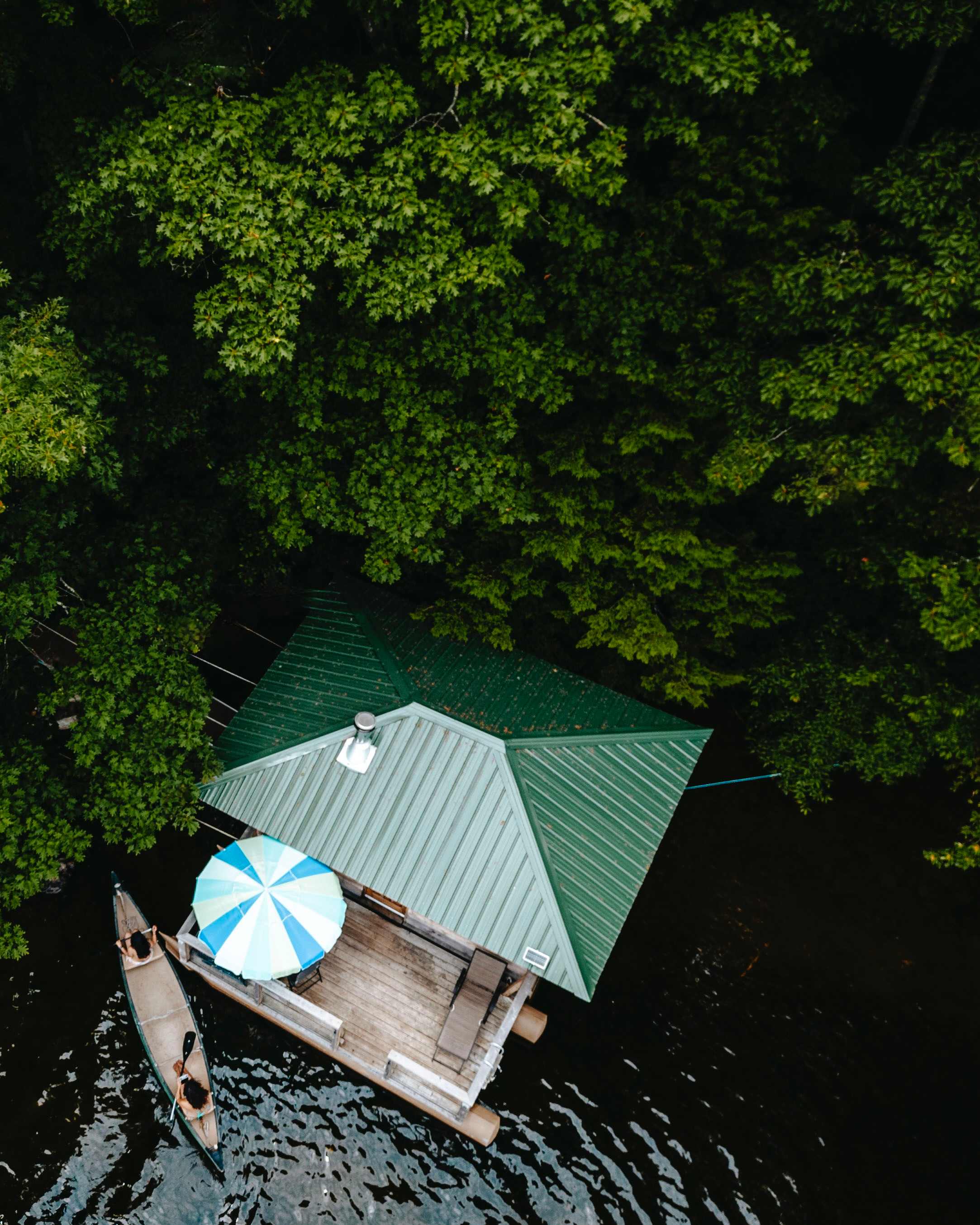 Arrive by canoe, ferry, or bring your own boat!