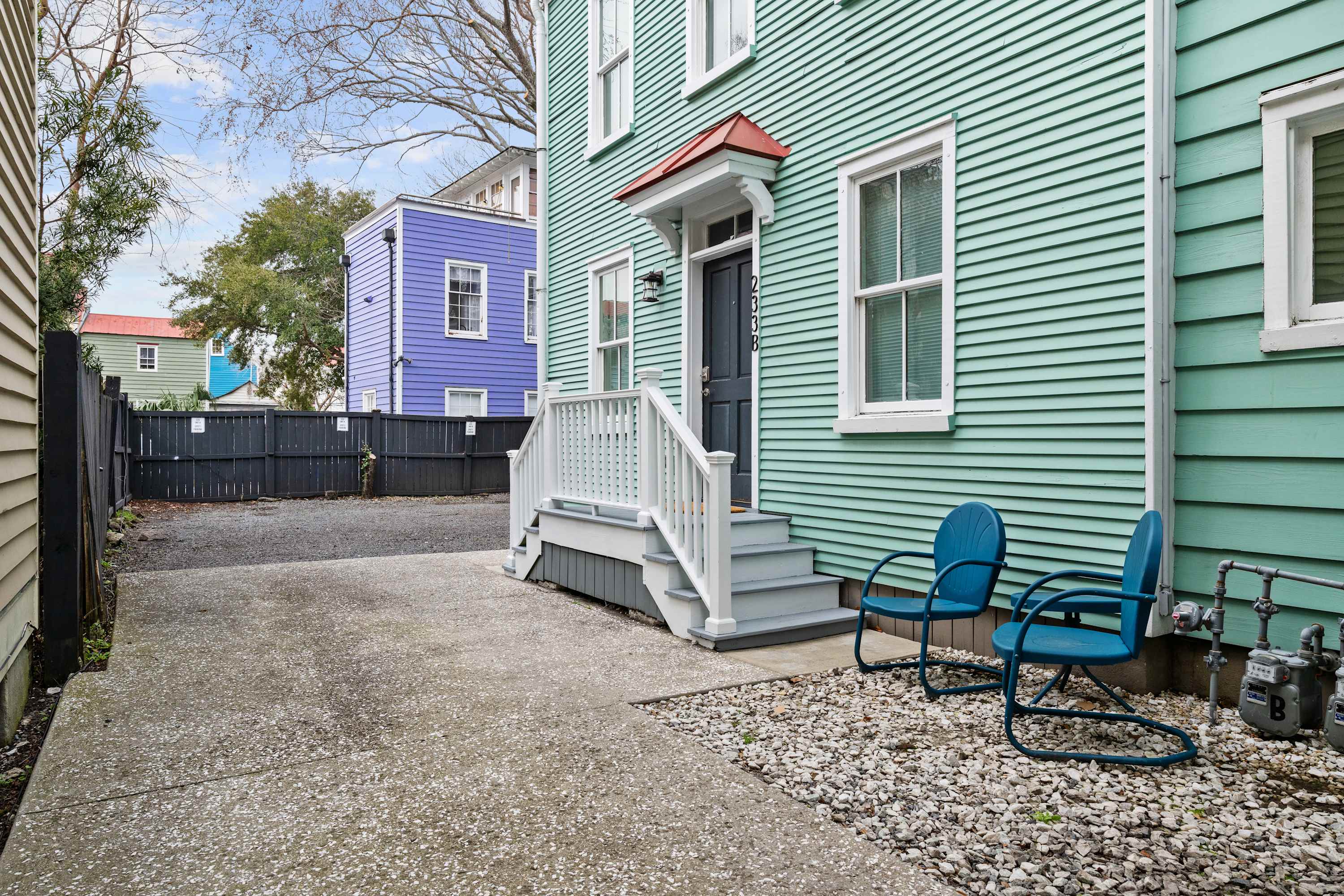 This rental is walking distance from some of the best restaurants and shops! There is seating for two outside! 