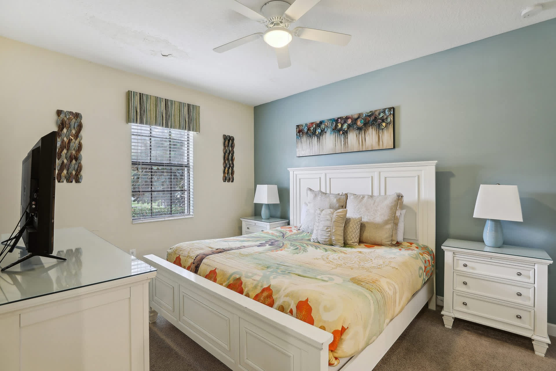Peaceful King Bedroom with TV