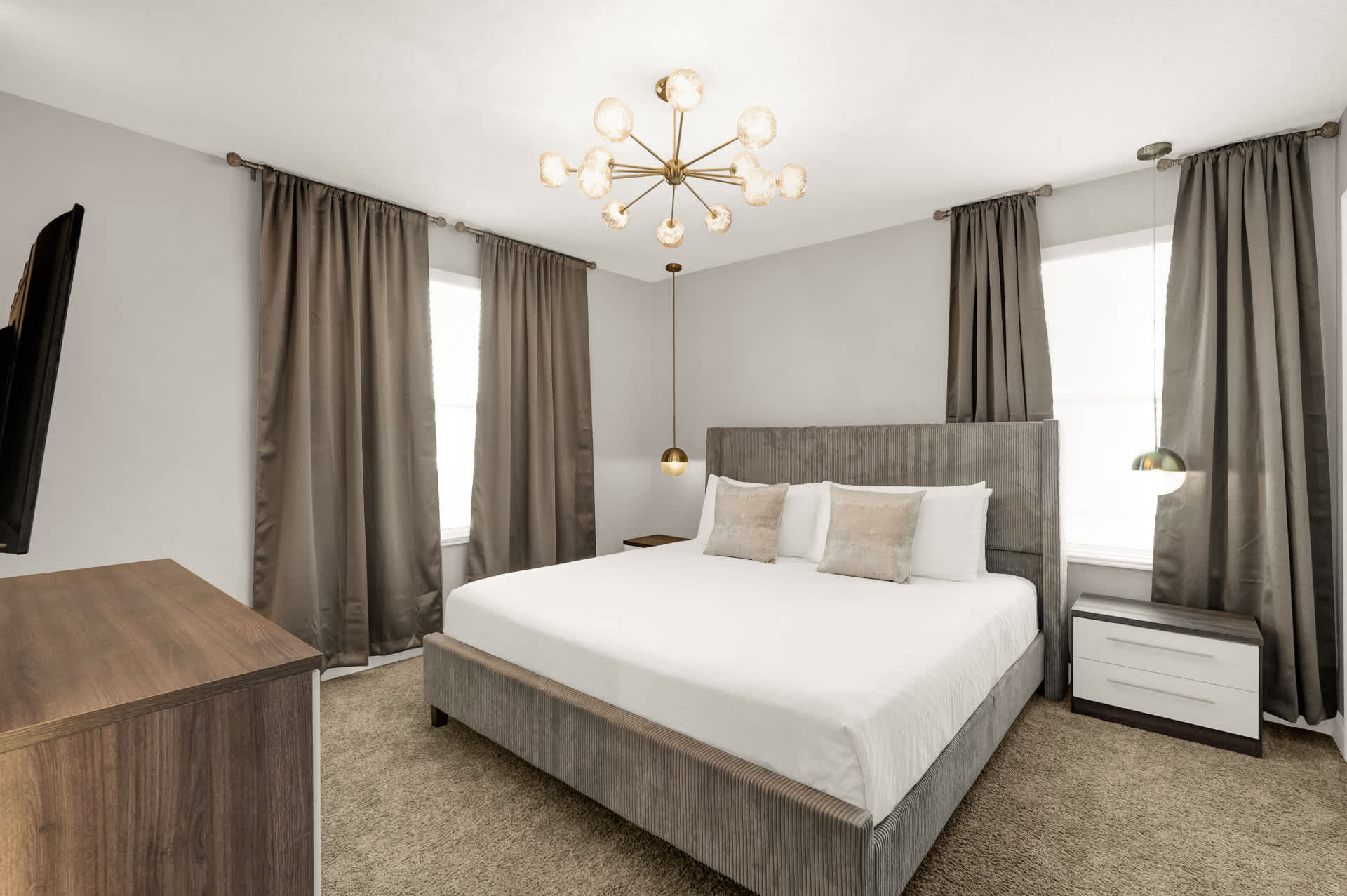 Elegant King Bedroom with Smart TV