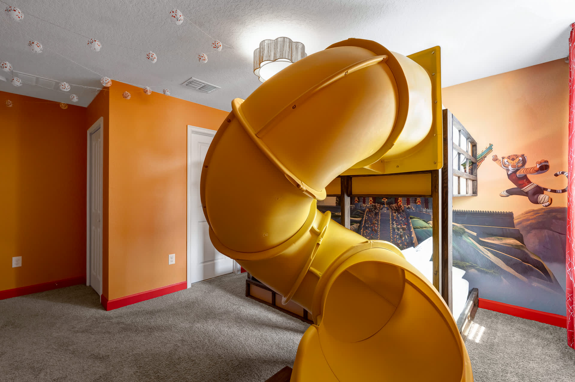 Kung Fu Panda Themed Bedroom with Bunkbed Slide and Ball Pit