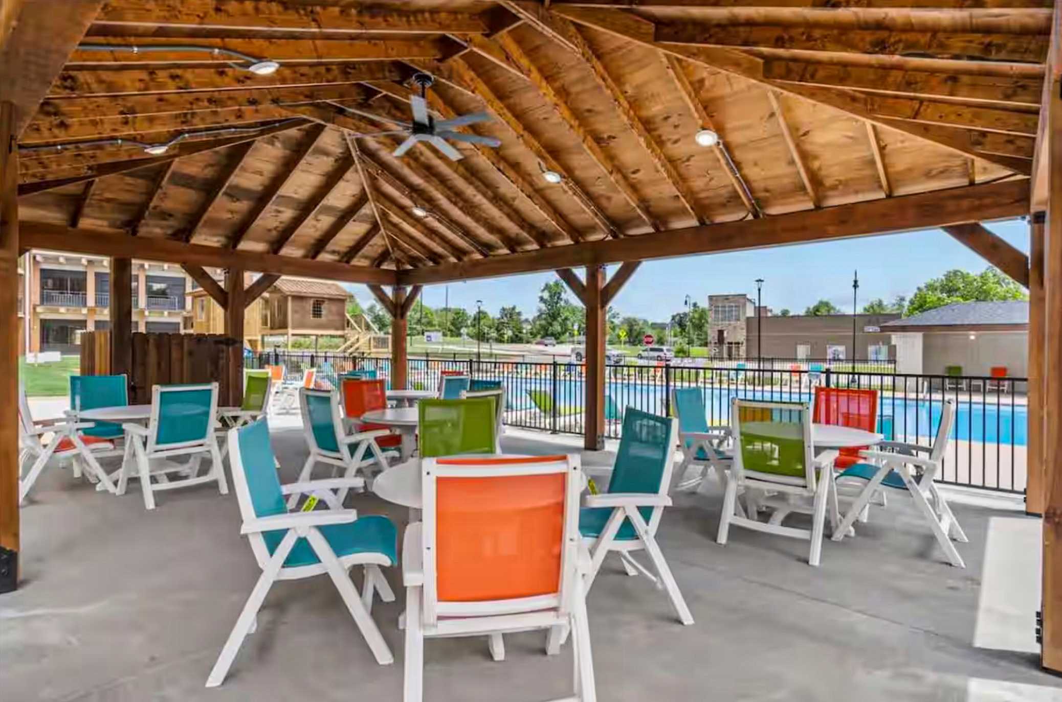 Enjoy an afternoon snack or meal poolside under the covered gazebo area.
