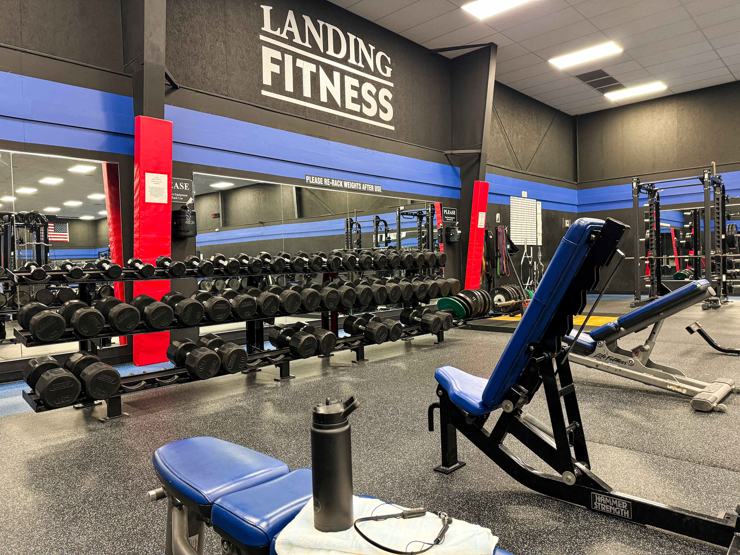 You'll be able to use the Landing Fitness facilities during your stay, which include a full-size gym with free weights, weight machines, cardio equipment, and more.