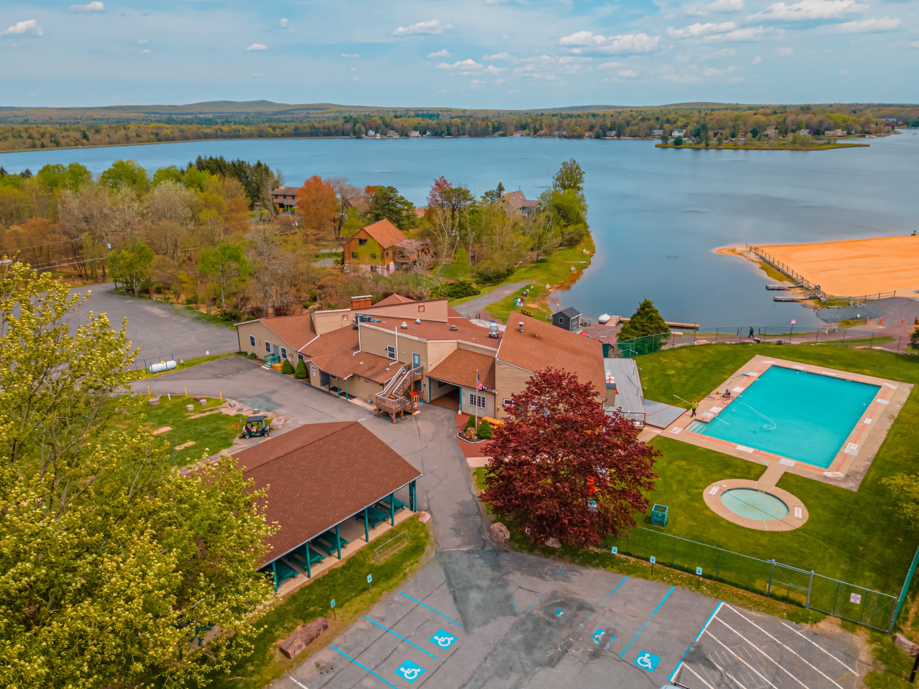 Towamensing Trails lakeside community center and outdoor pool