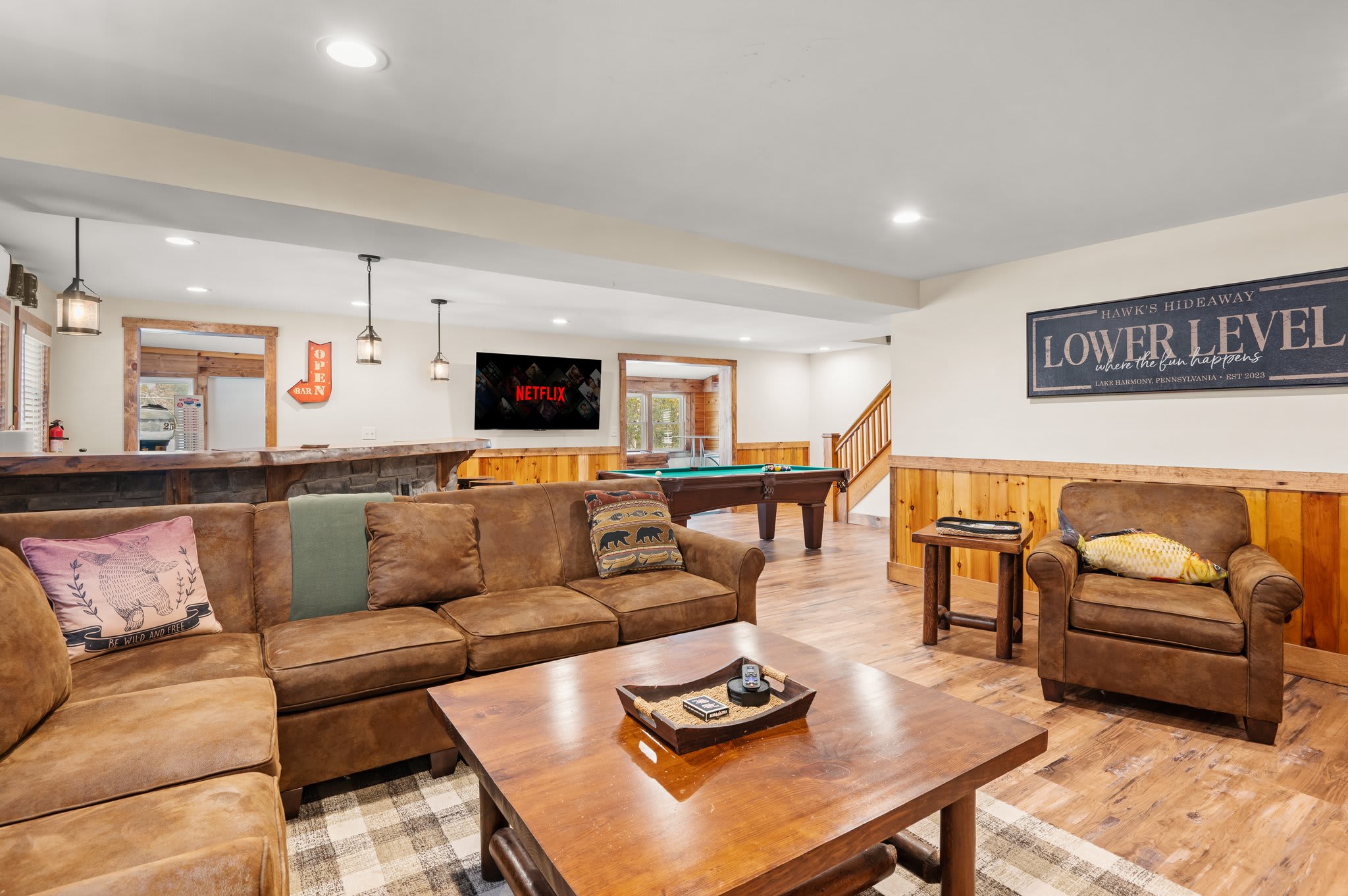 Lower-Level Lounge
This cozy sectional and open layout make it the perfect hangout spot for movies, games, or just kicking back.