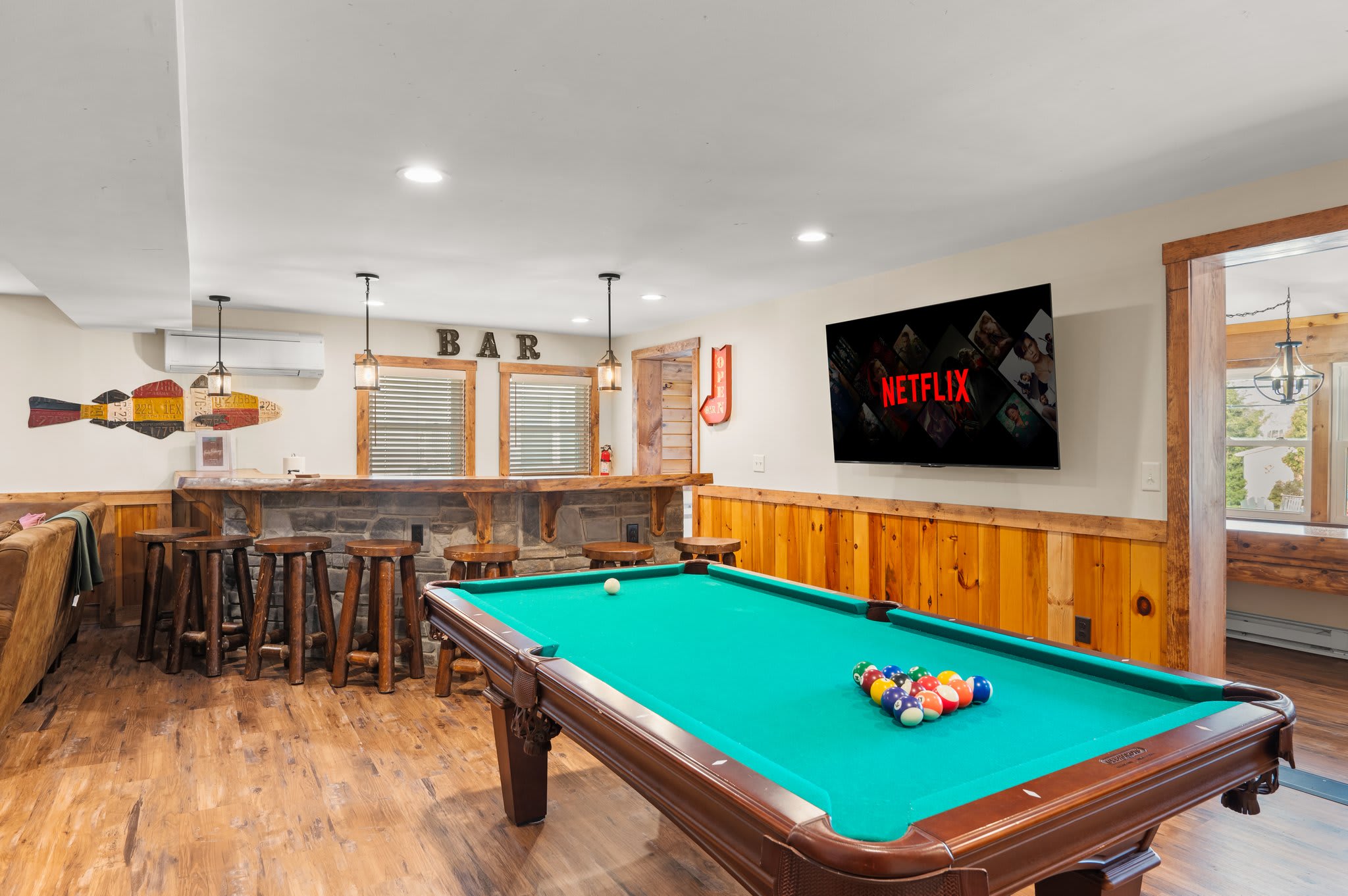 Game Room Goals
Challenge your crew to a game of pool, kick back at the bar, and enjoy your own entertainment lounge.