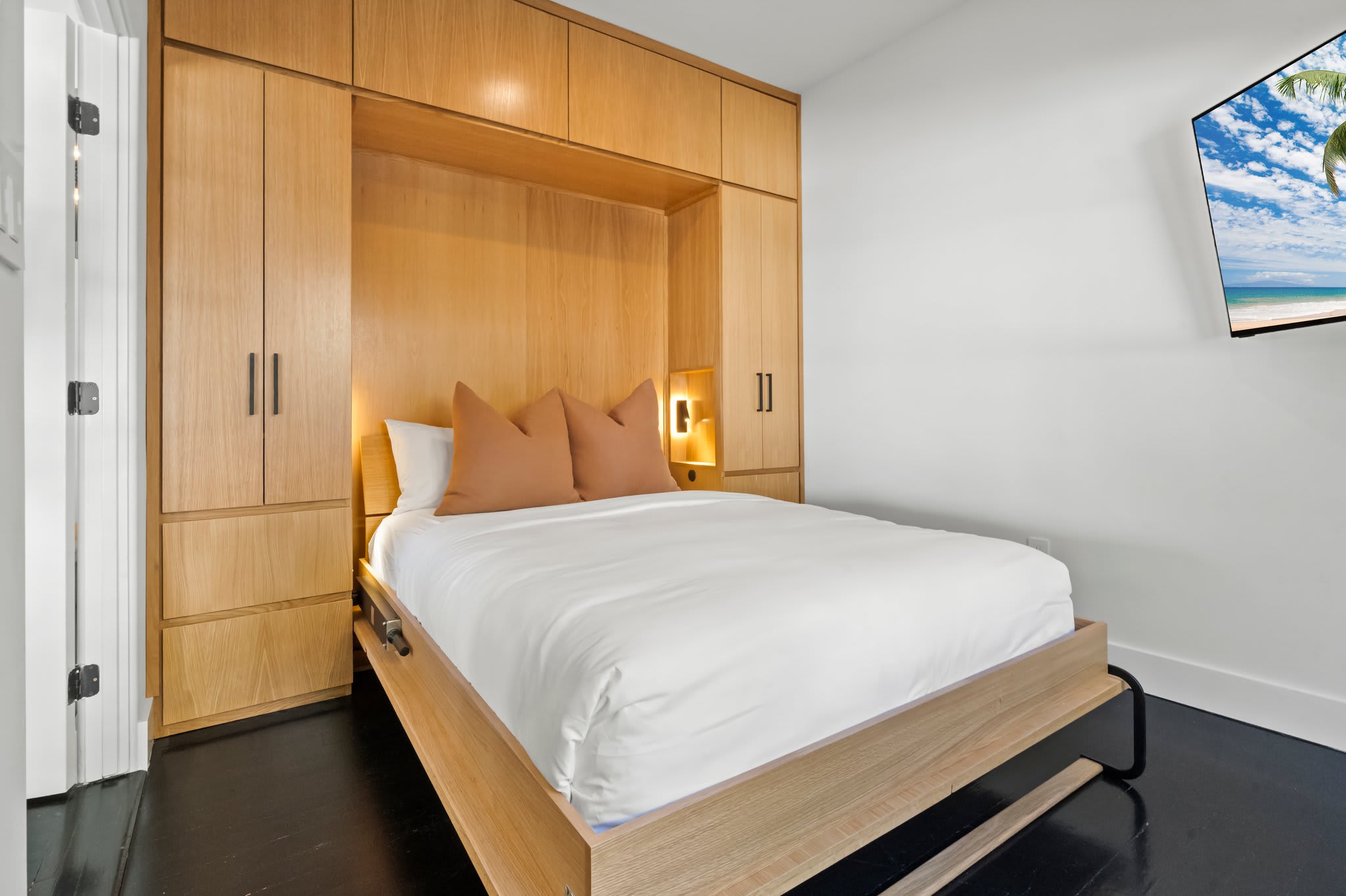 Complete with a modern Murphy bed that maximizes space without compromising style.
