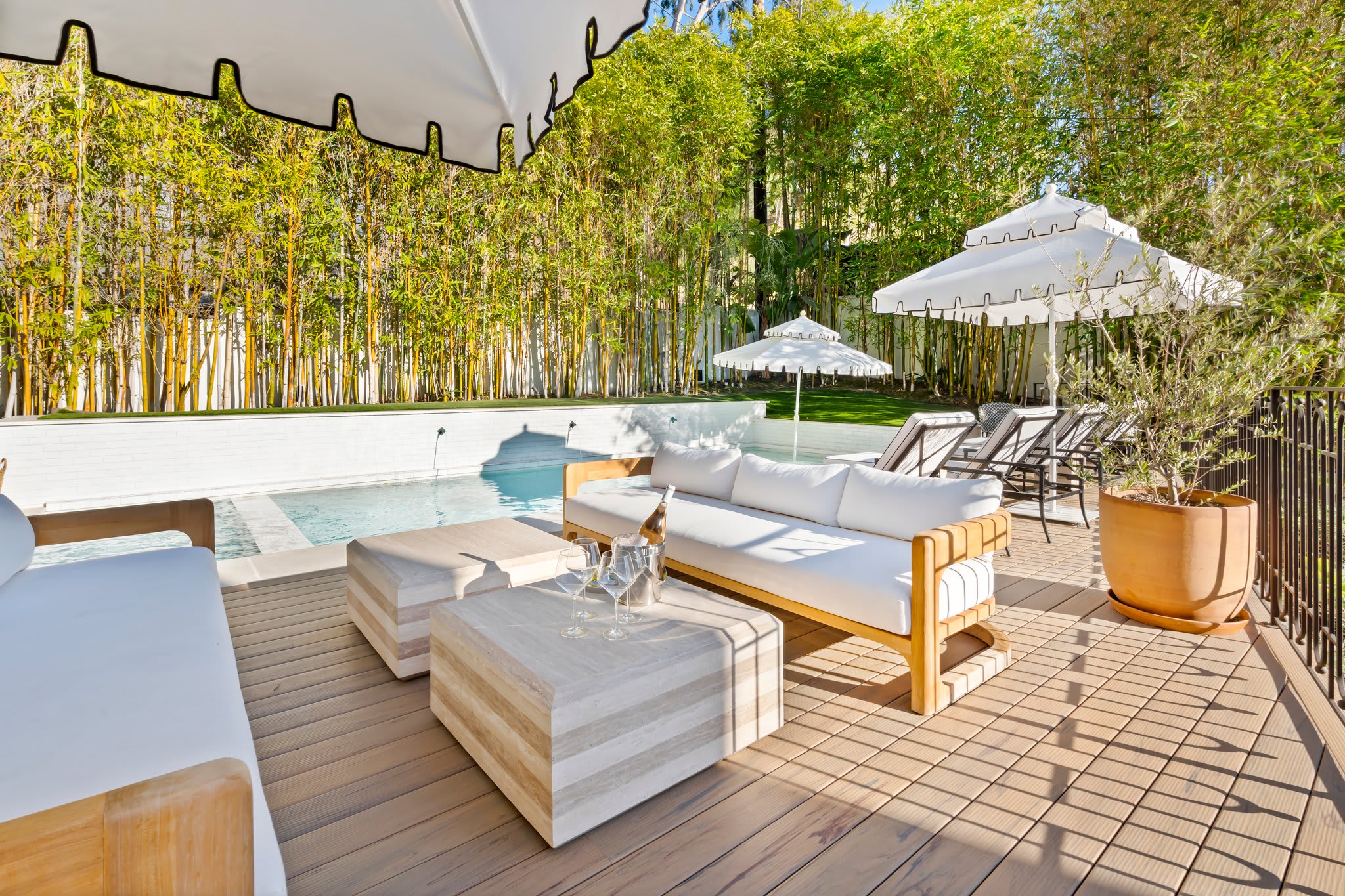 European-inspired outdoor space, perfect for alfresco moments.