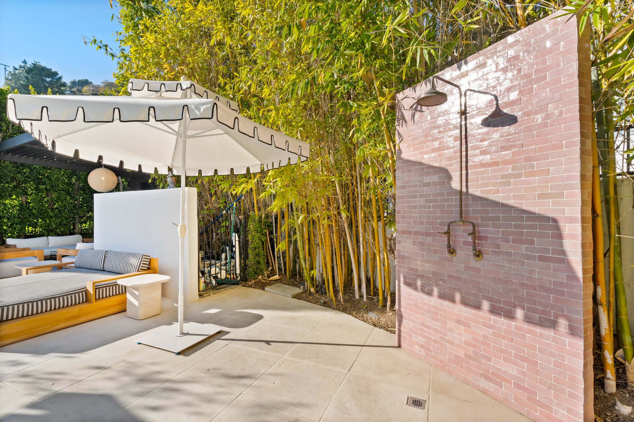 An outdoor oasis designed for effortless post-pool refreshment.