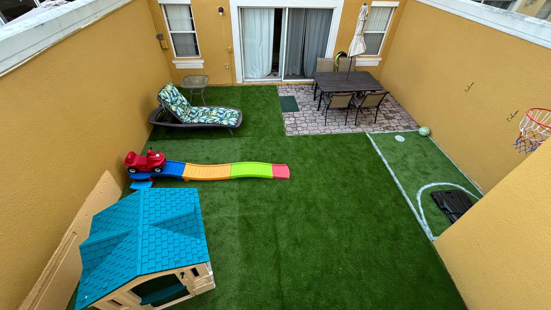 Private Back Patio with children's play area