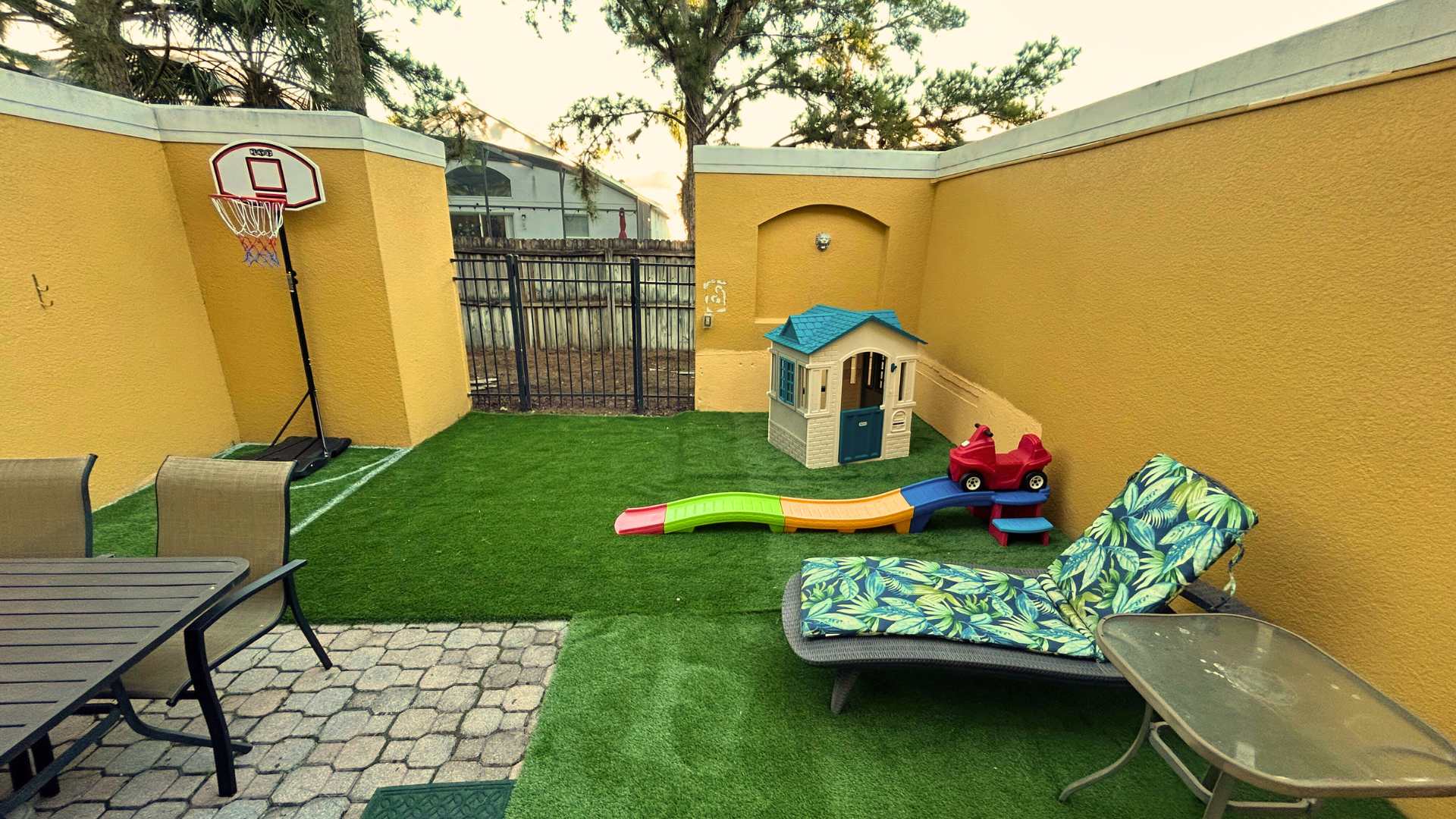 Private Back Patio with children's play area