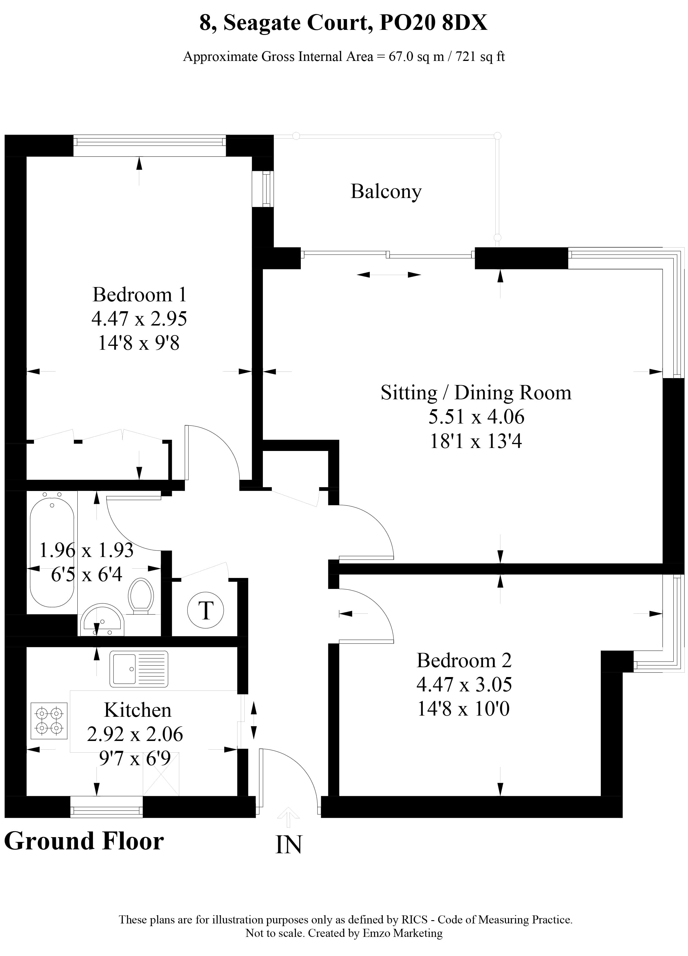 Floor plan so you can choose your room! Both bedrooms have sea views!