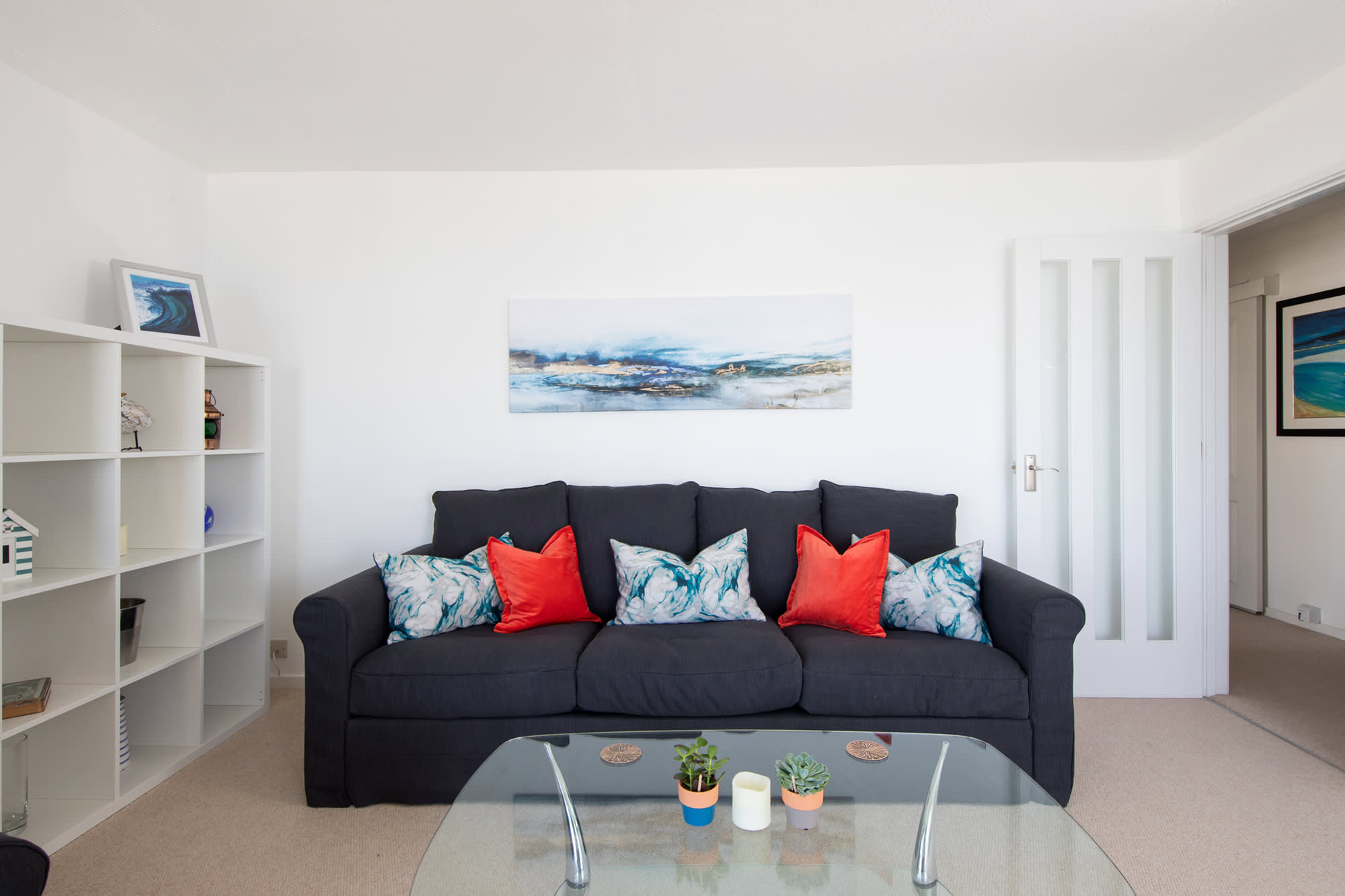 Comfortable sofa with pillows