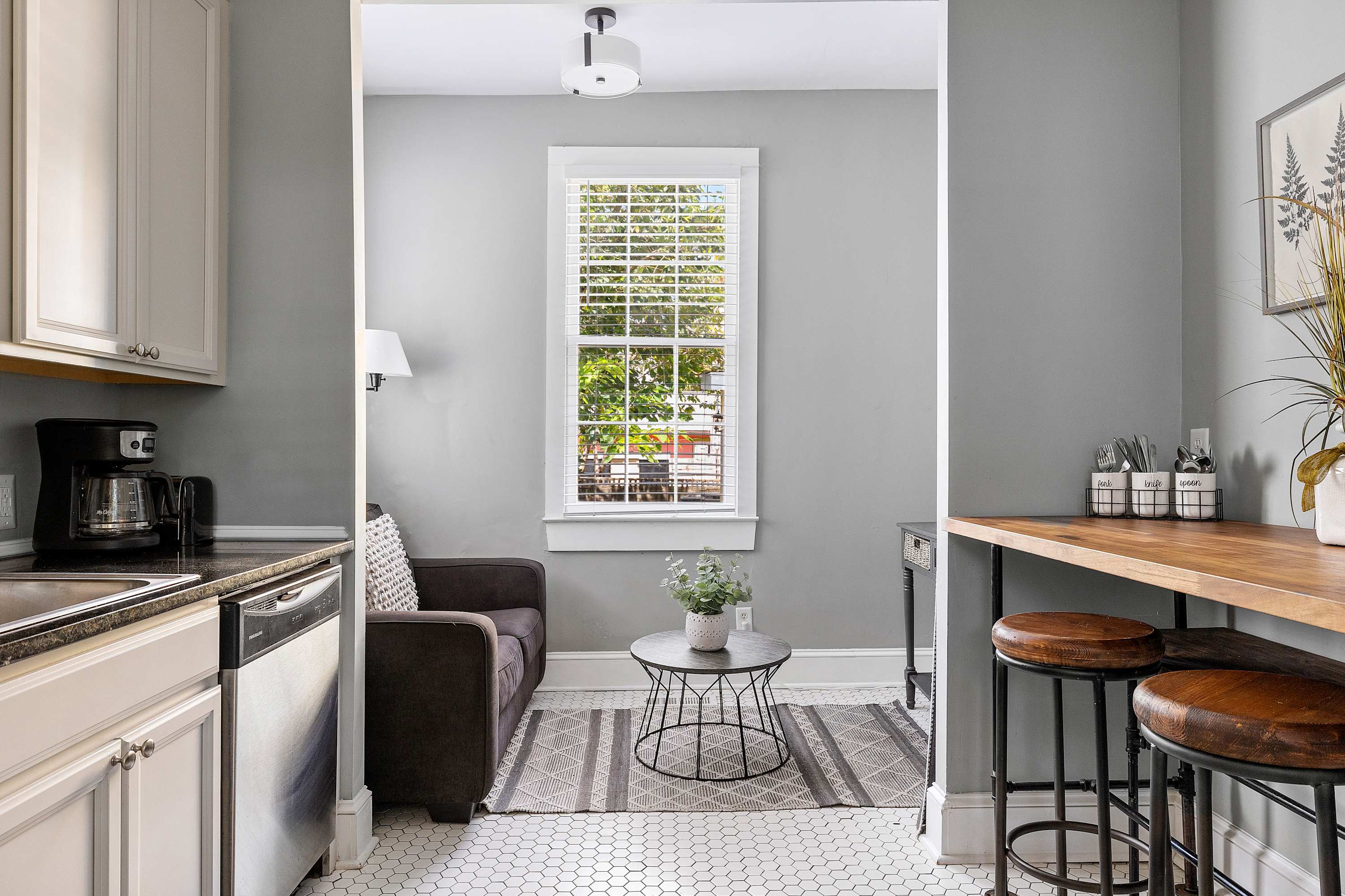 Fully stocked kitchen with dining seating for your group