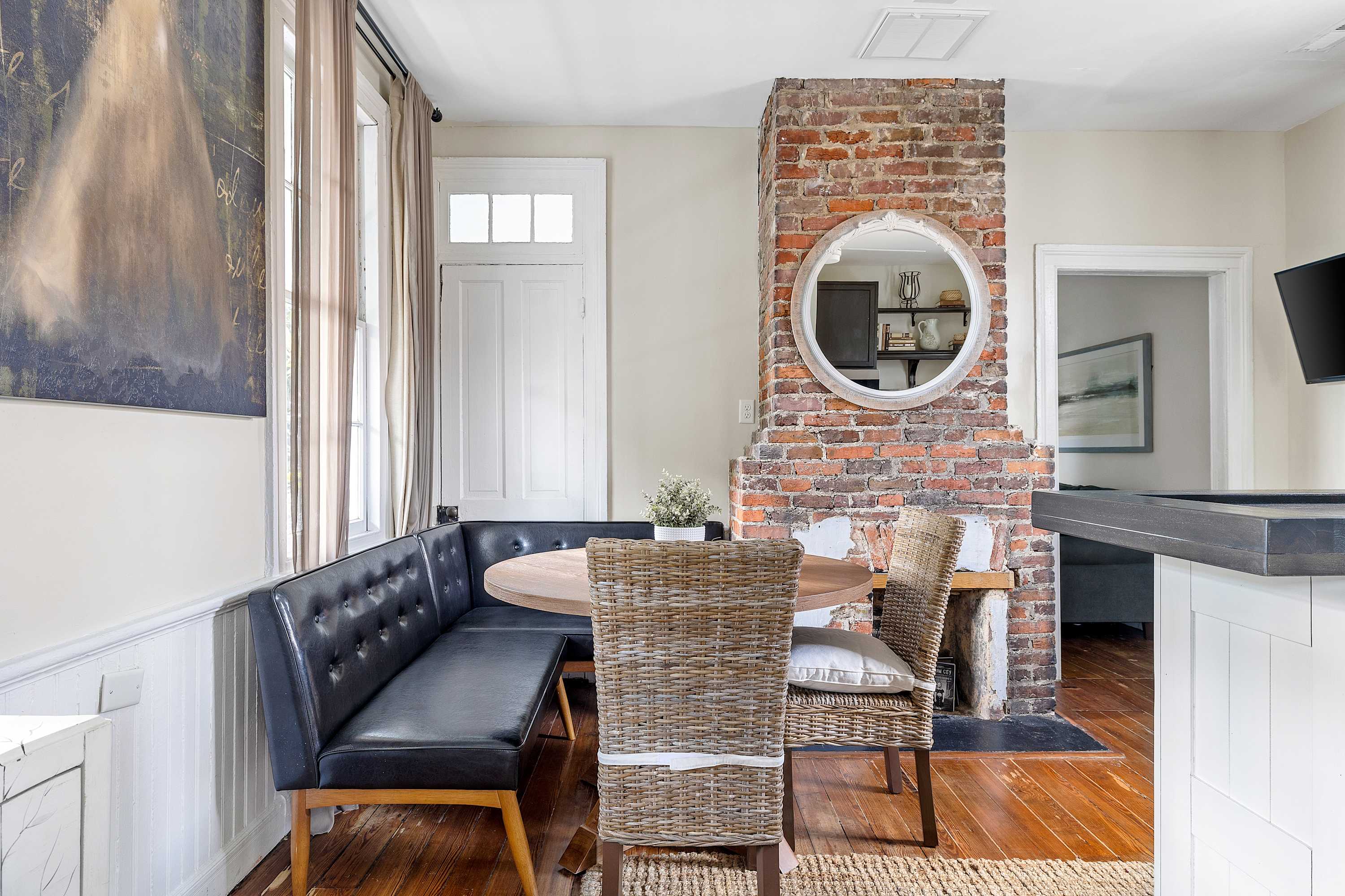 Spacious dining area that also makes for a TV watching room