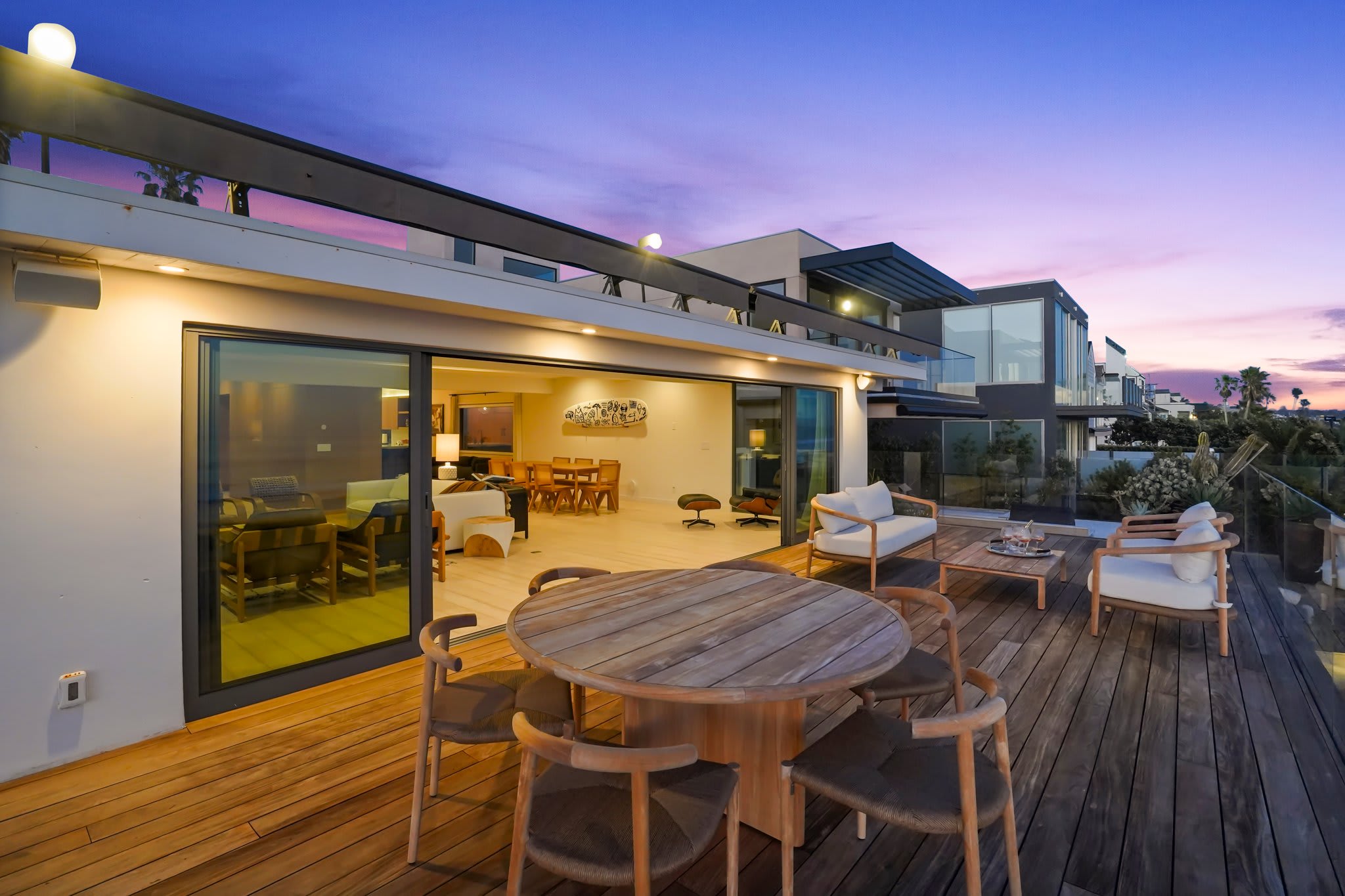 Dine with a view, then sink into a designer lounge chair to take it all in.