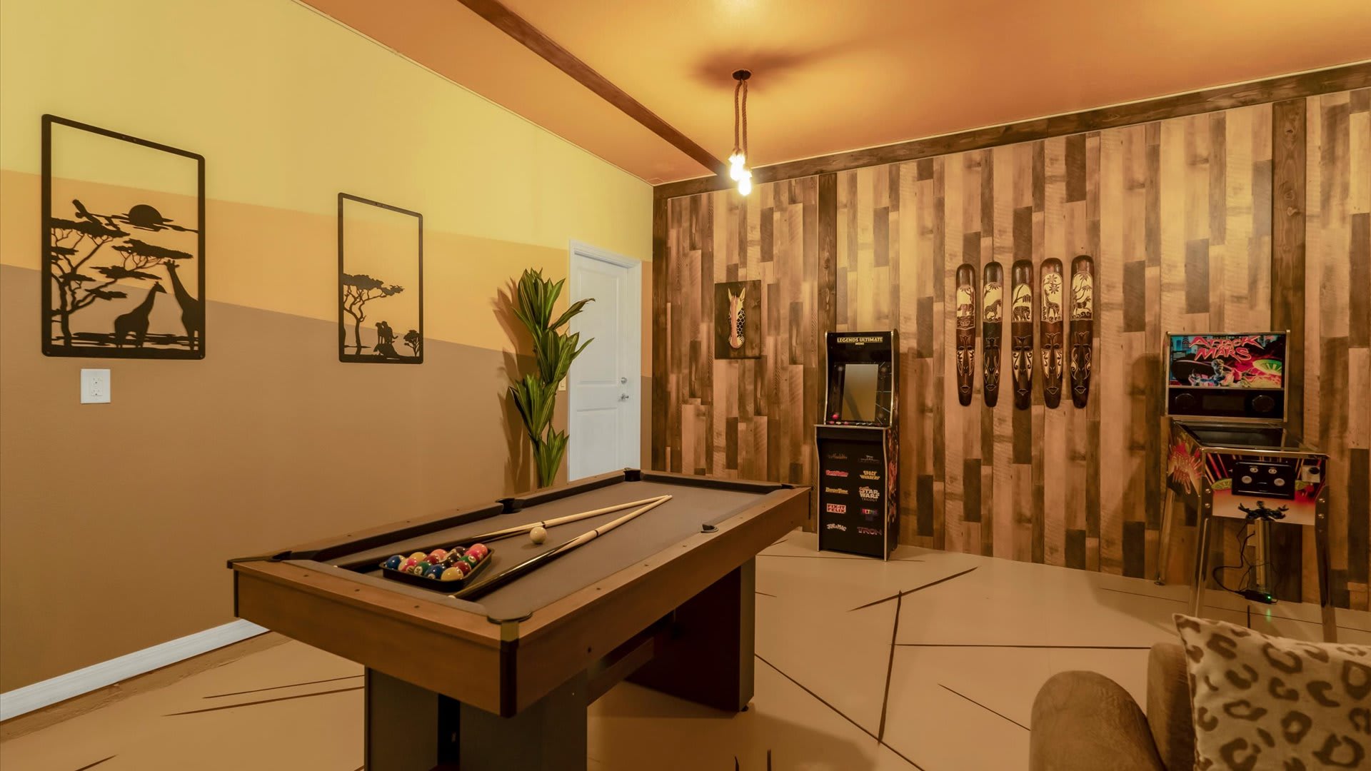 Safari Lion King themed Movie Theater and Games room