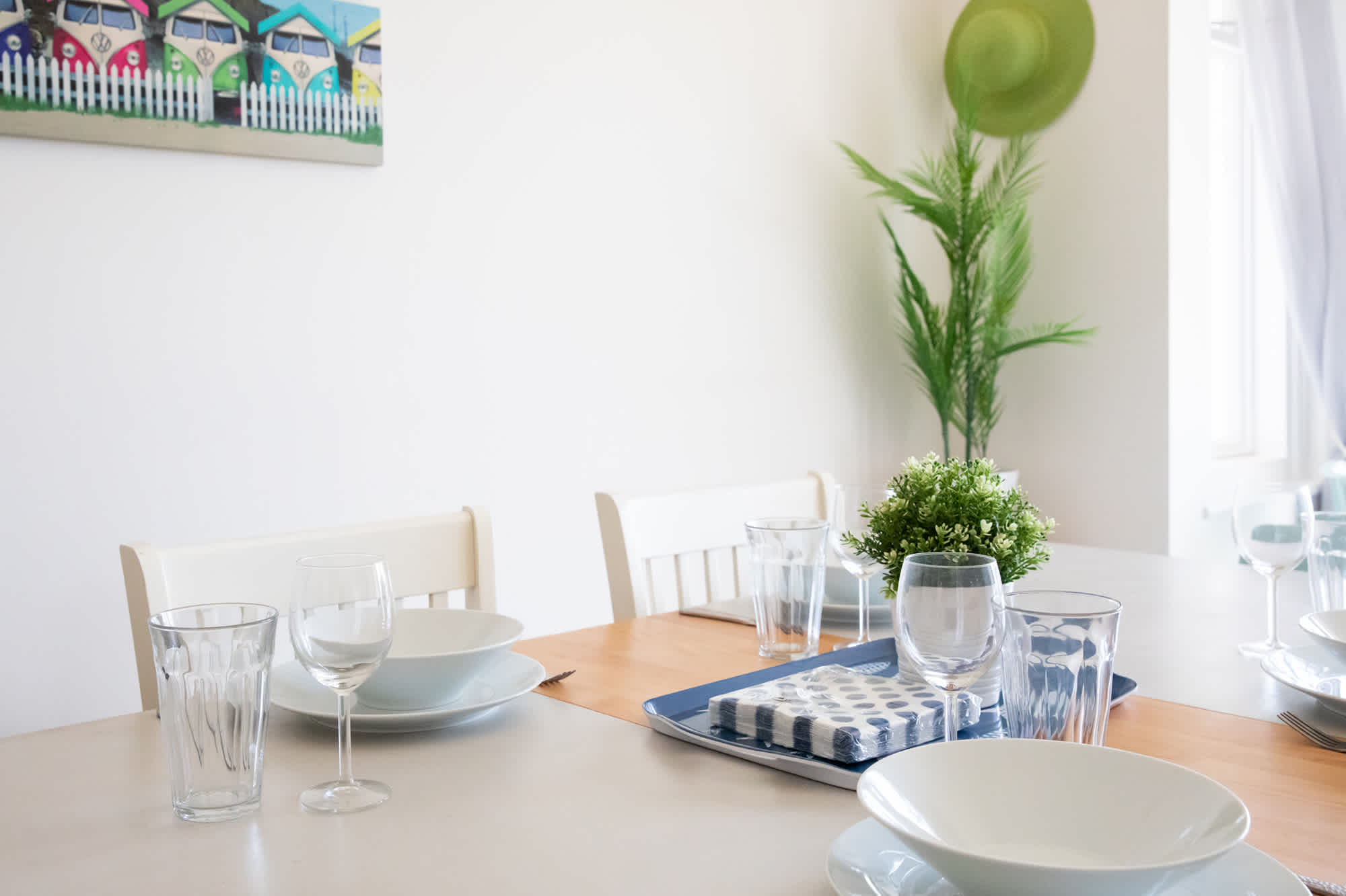 Entertaining is a breeze with all the dinnerware and cookware are provided for you